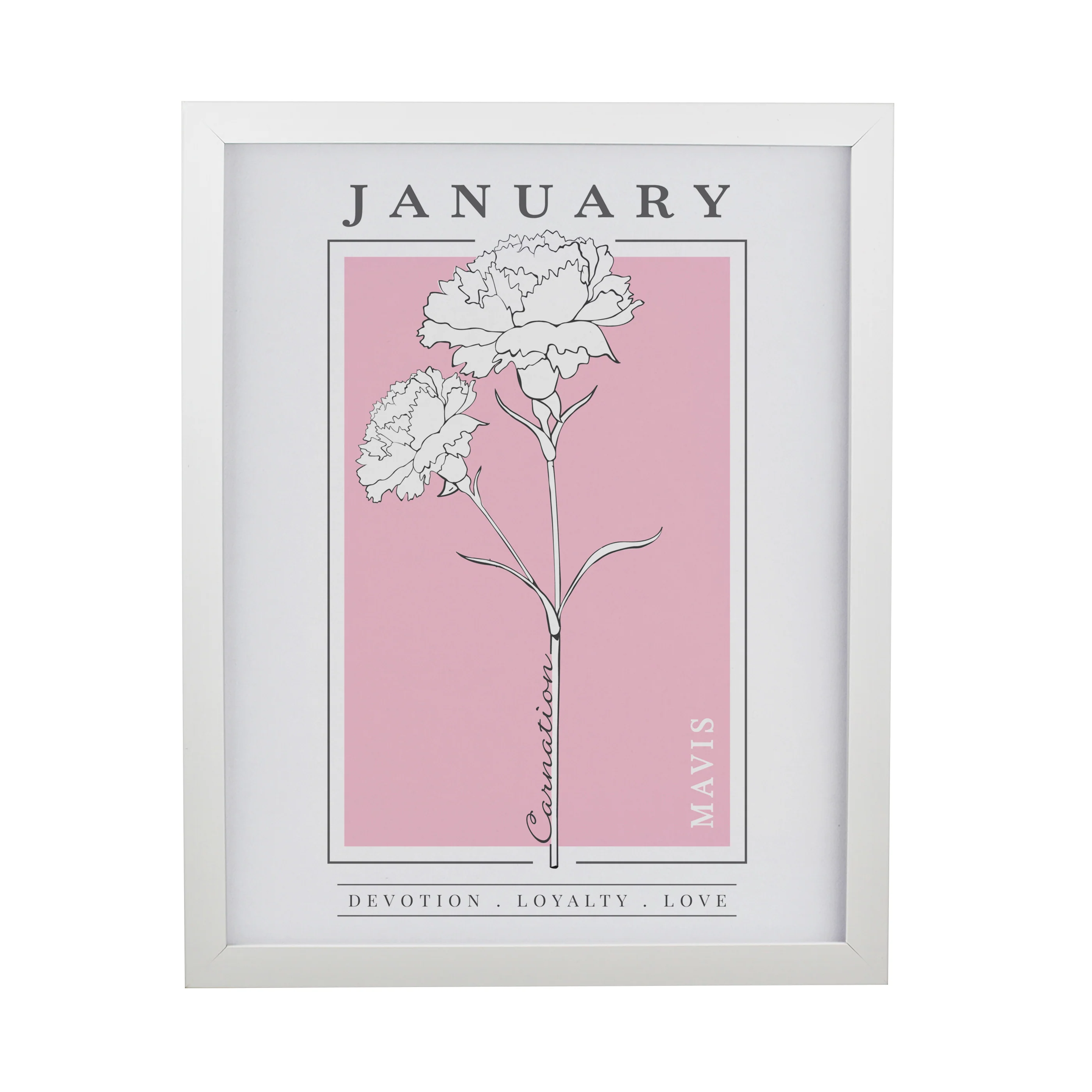 Personalised Birth Flower White Poster Frame - Image 5