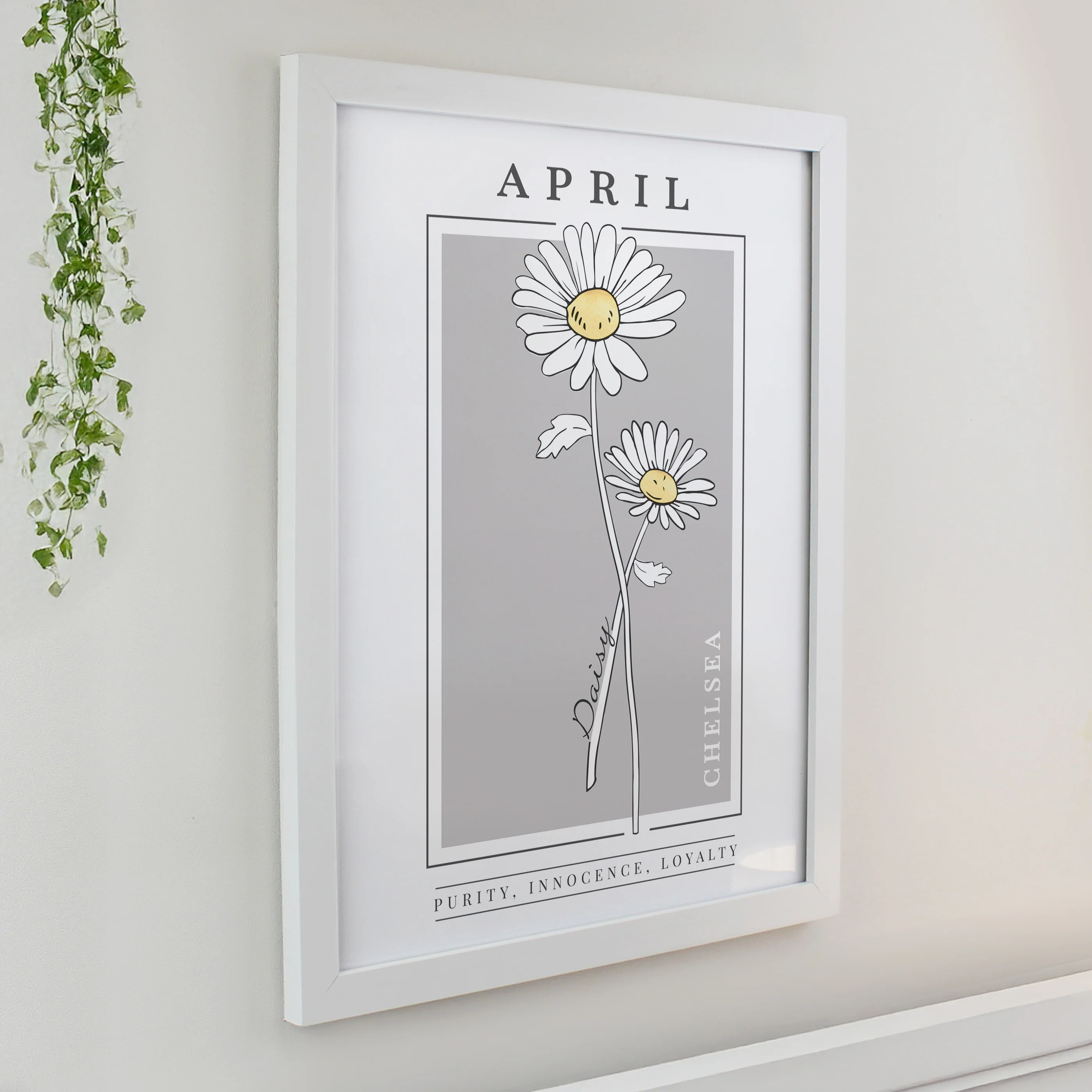Personalised Birth Flower White Poster Frame - Image 6