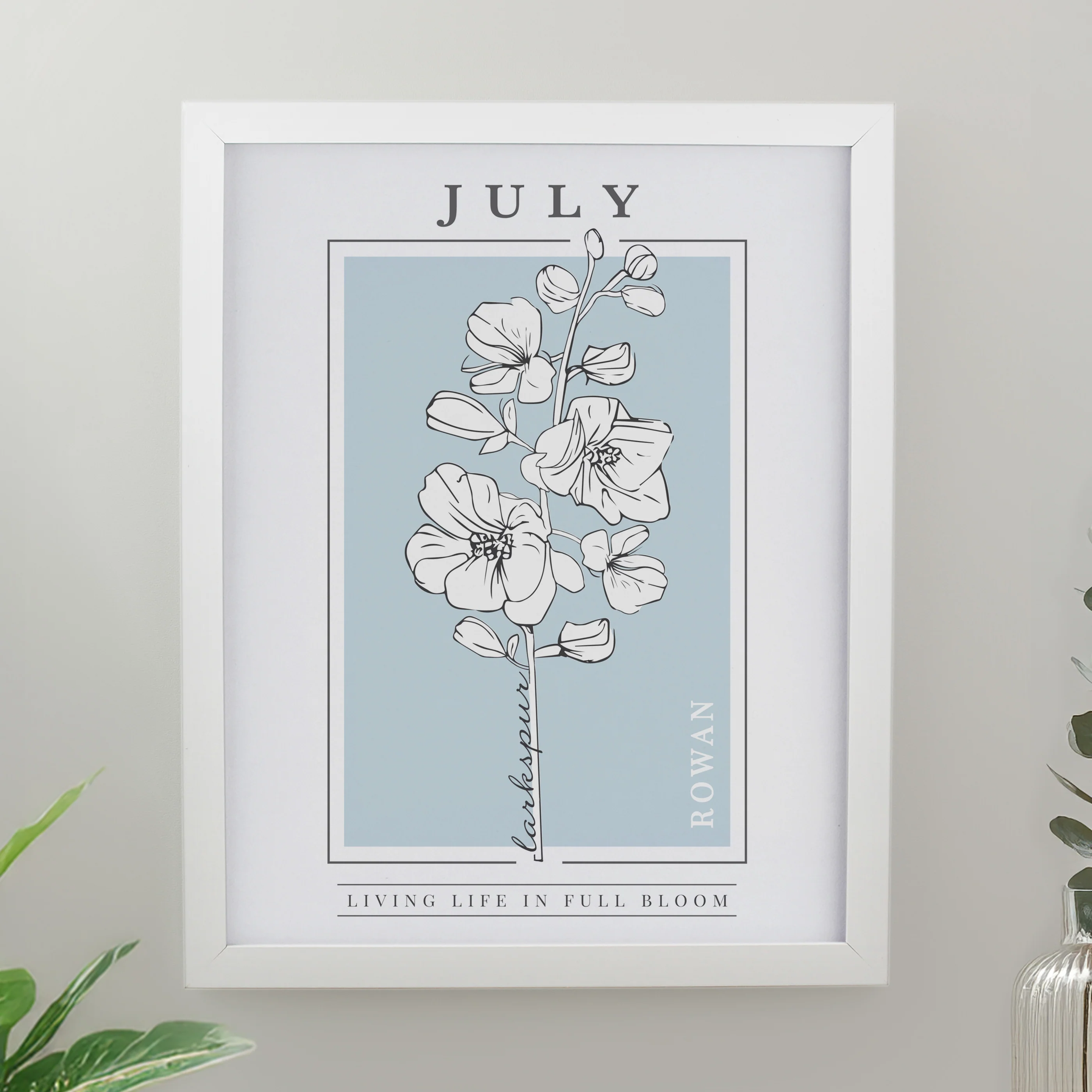 Personalised Birth Flower White Poster Frame - Image 9