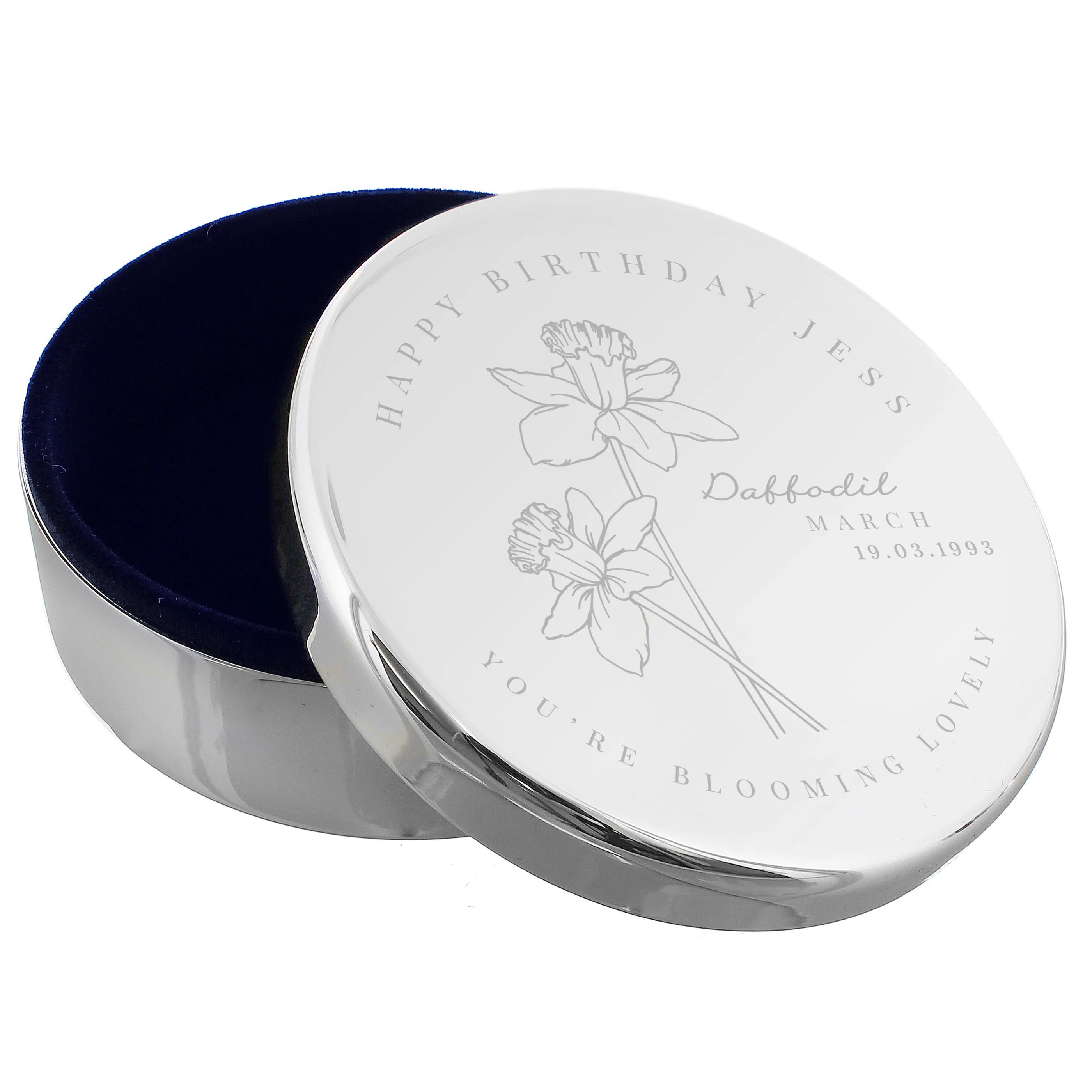Personalised Birth Month Birth Flower Round Trinket Box - Image 12