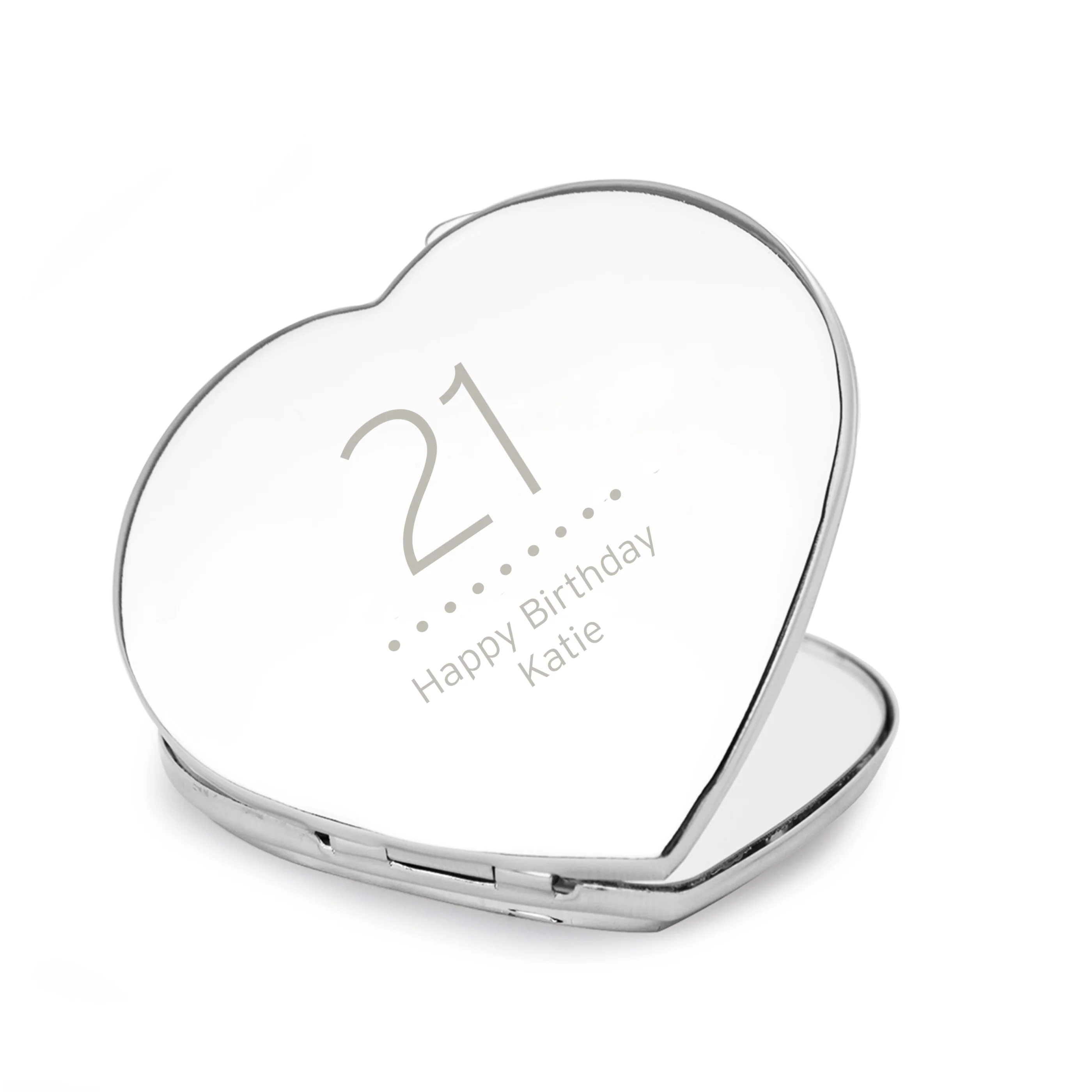Personalised Birthday Big Age Diamante Heart Compact Mirror - Image 5
