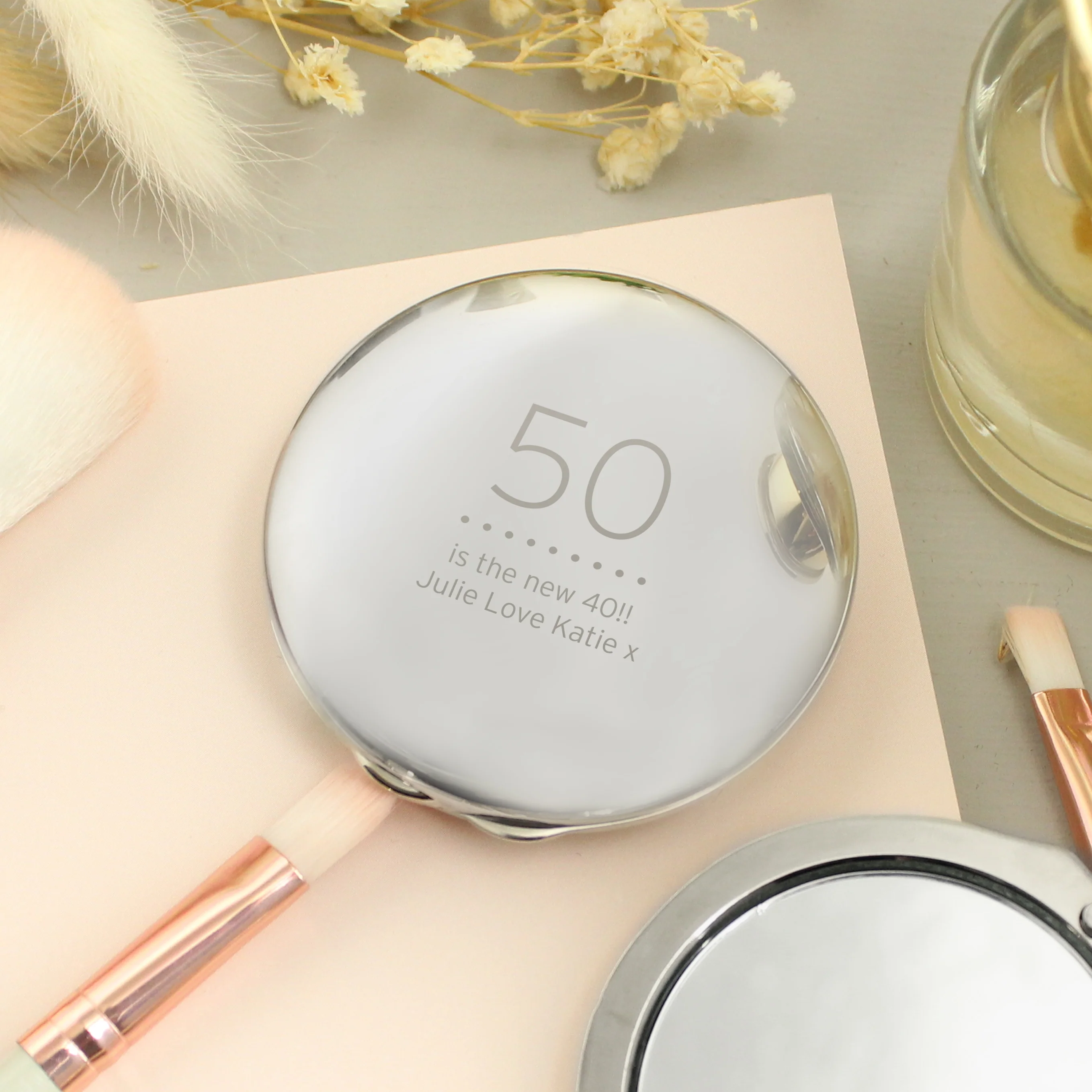 Personalised Birthday Big Age Round Compact Mirror - Image 2