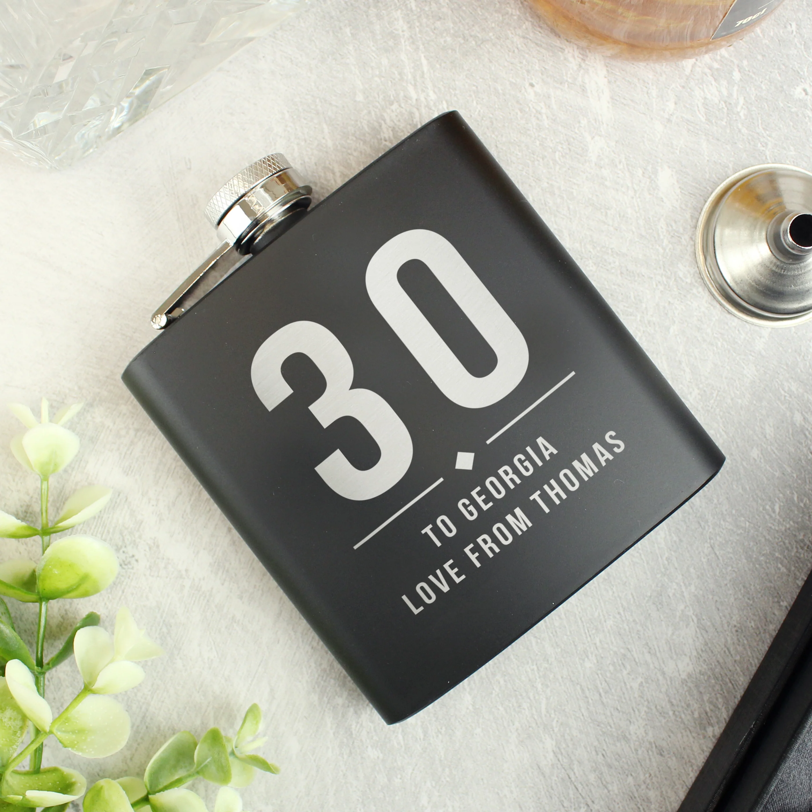Personalised Birthday Black Hip Flask - Image 2