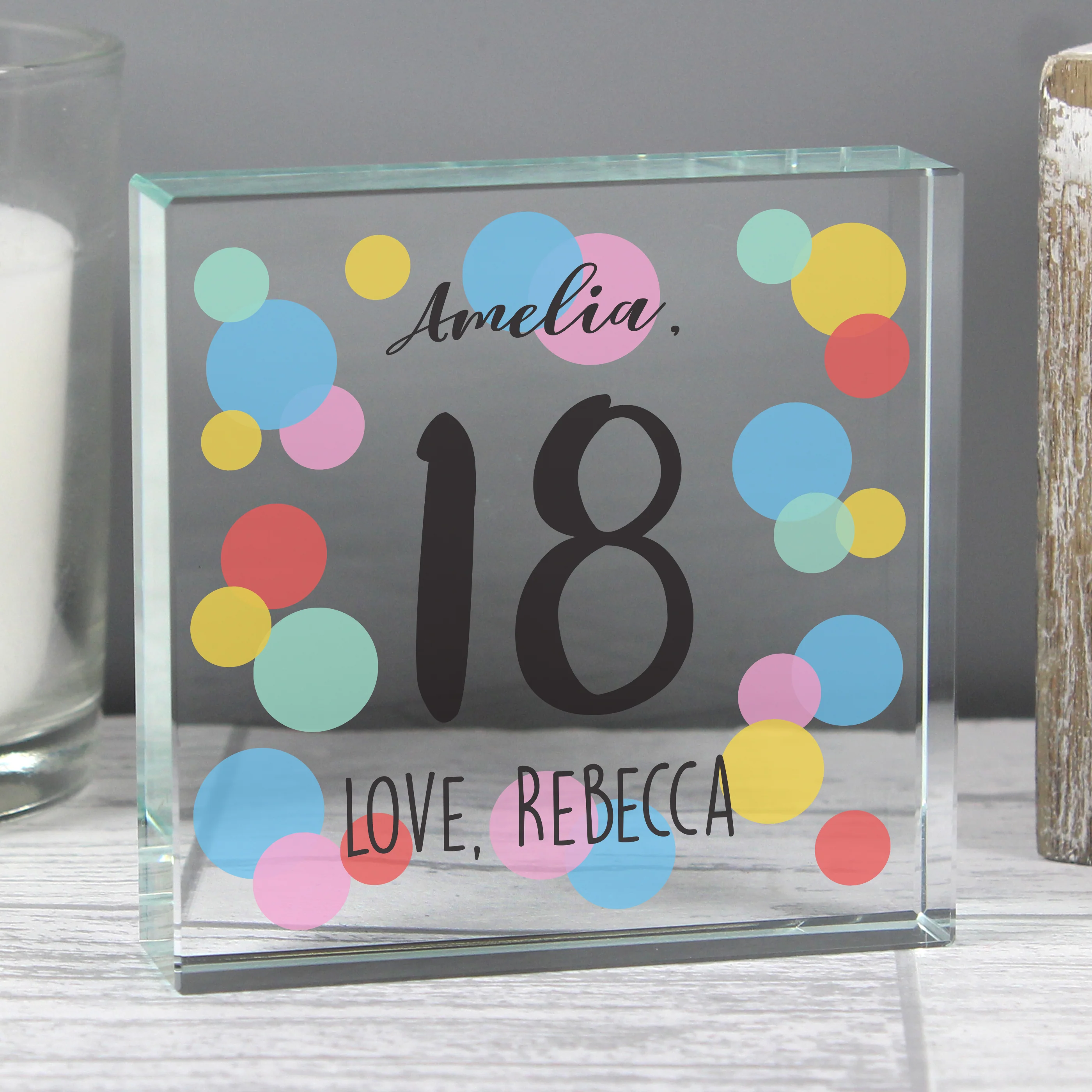Personalised Birthday Colour Confetti Crystal Token - Image 3