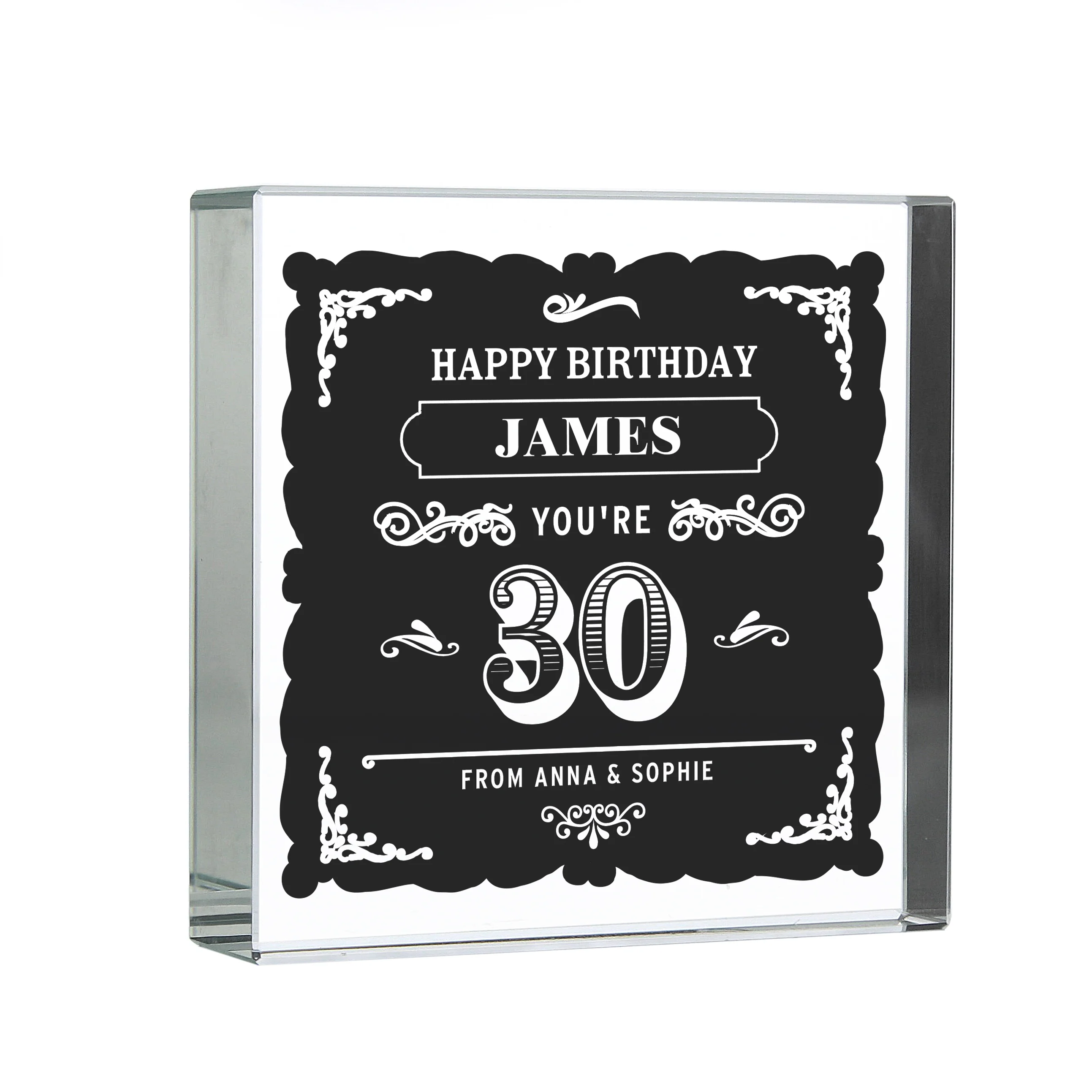 Personalised Birthday Vintage Typography Crystal Token - Image 2
