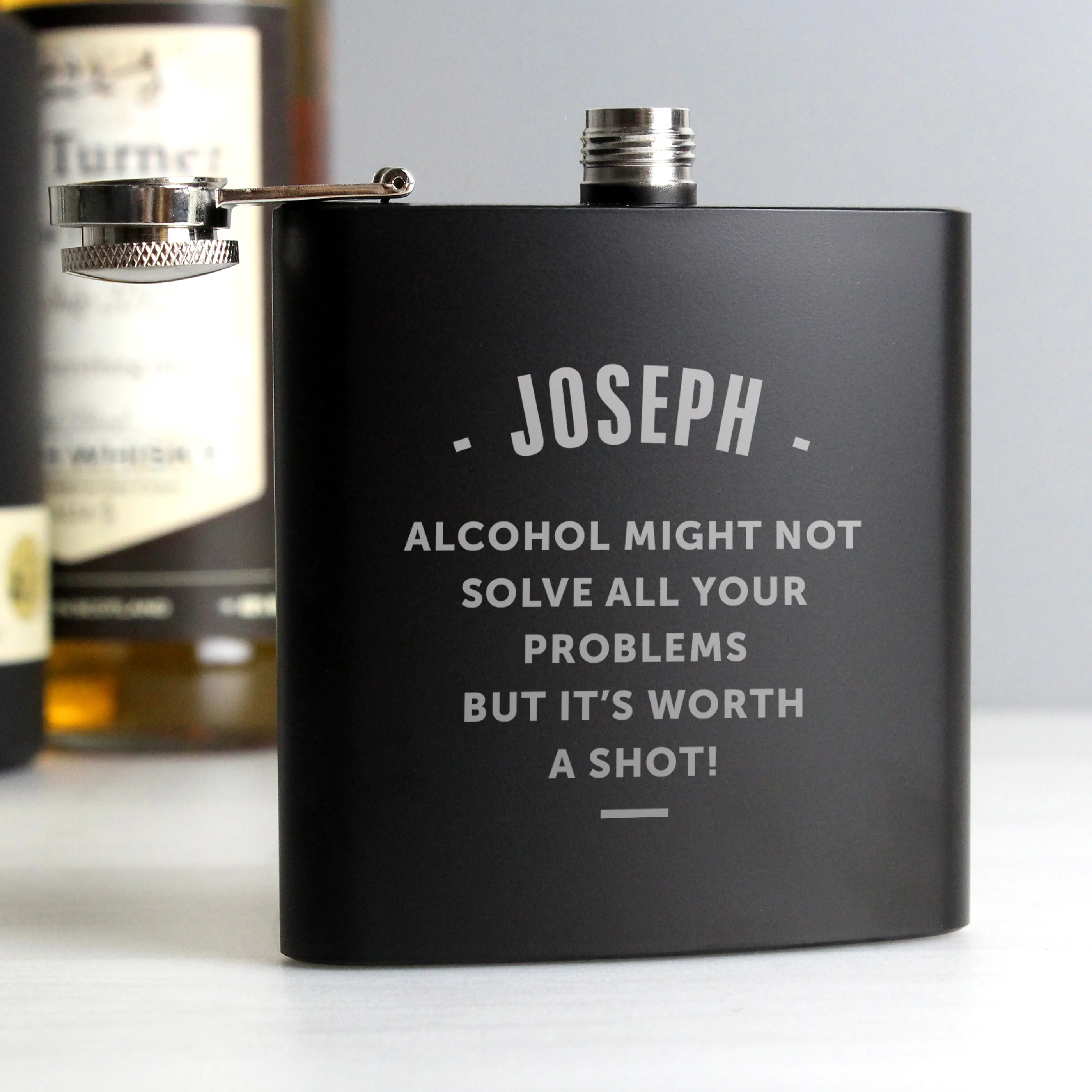 Personalised Black Hip Flask