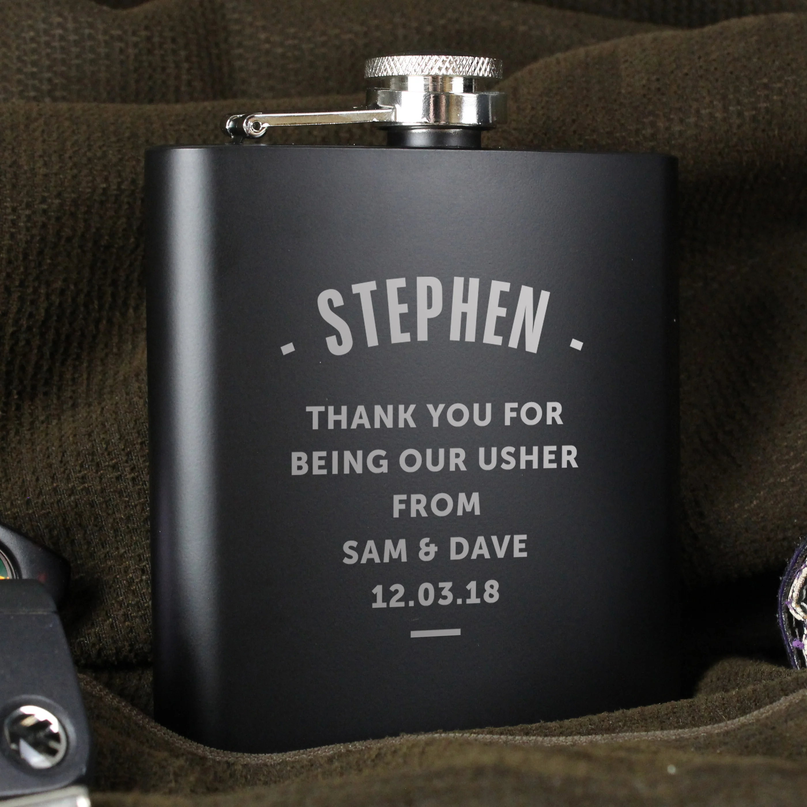 Personalised Black Hip Flask - Image 10