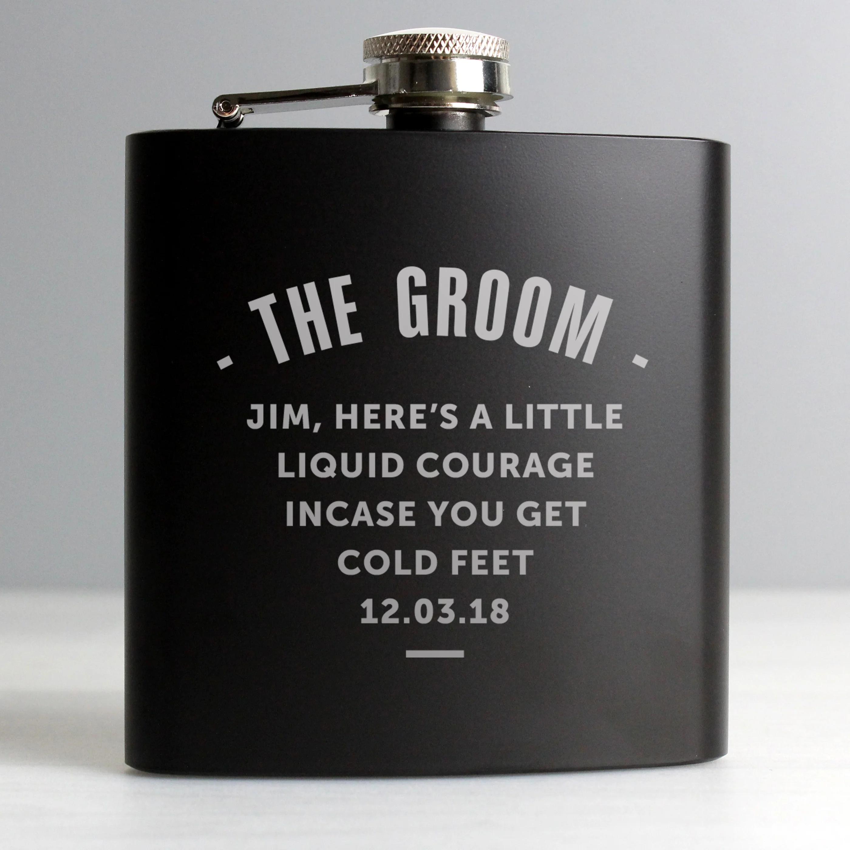 Personalised Black Hip Flask - Image 3