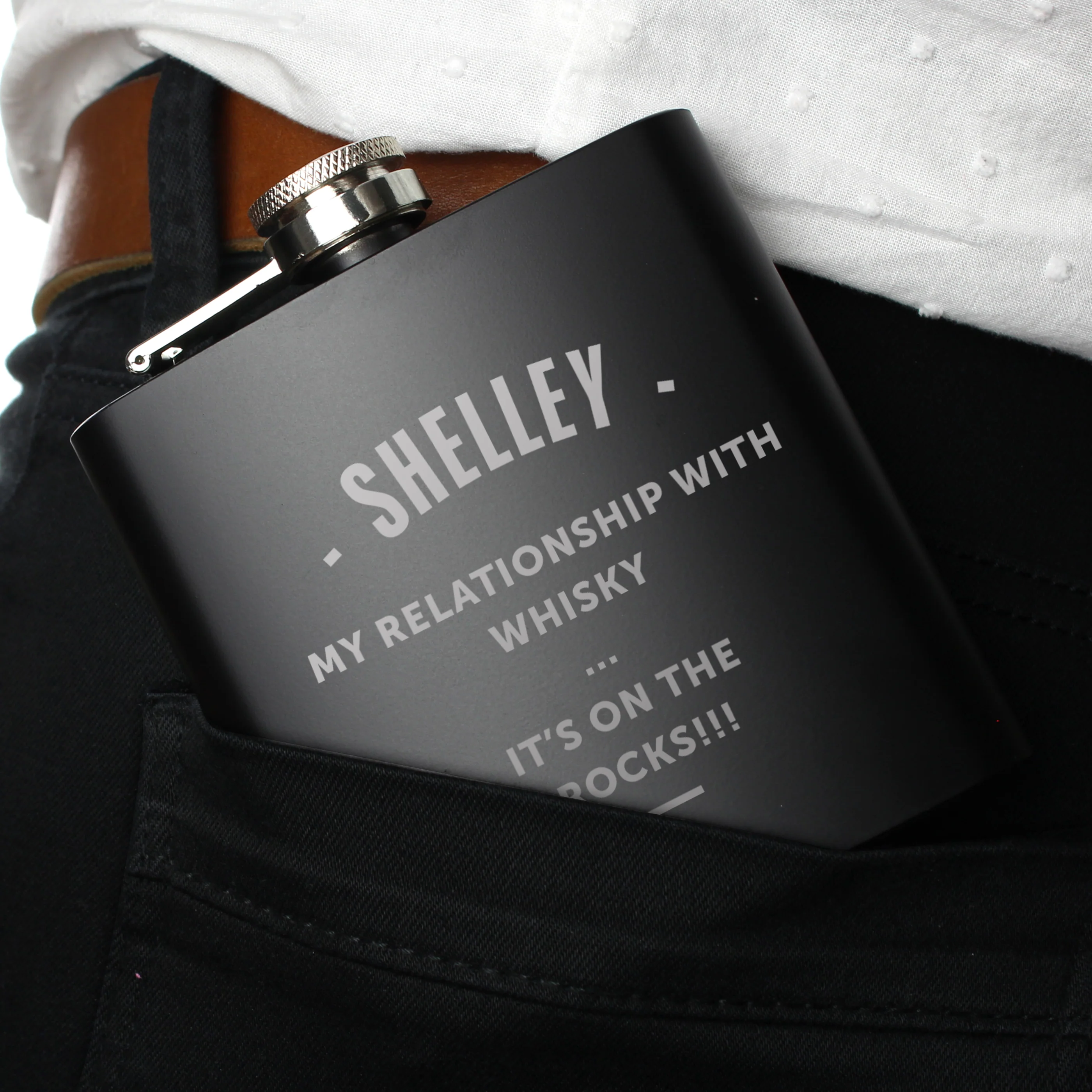 Personalised Black Hip Flask - Image 4