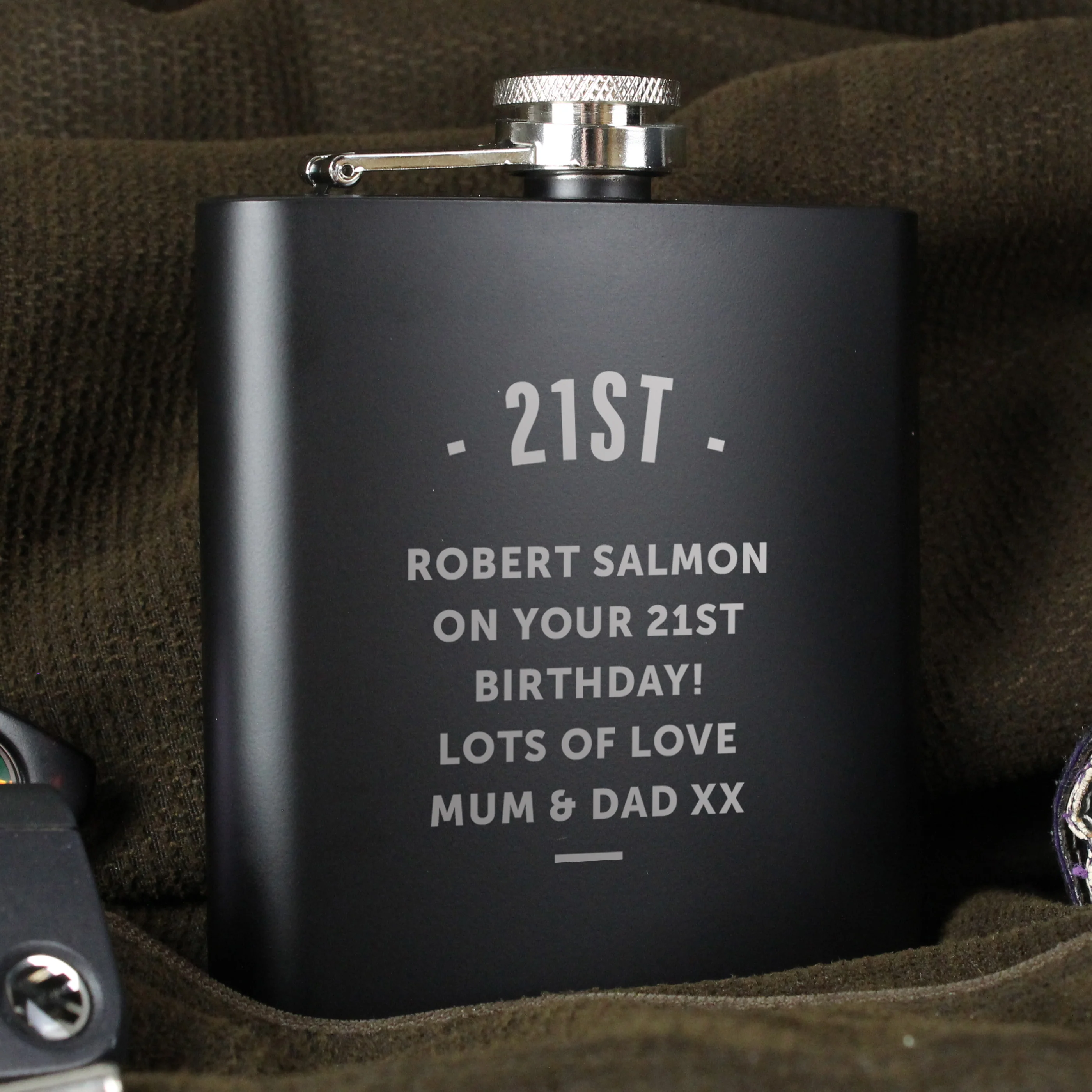 Personalised Black Hip Flask - Image 6