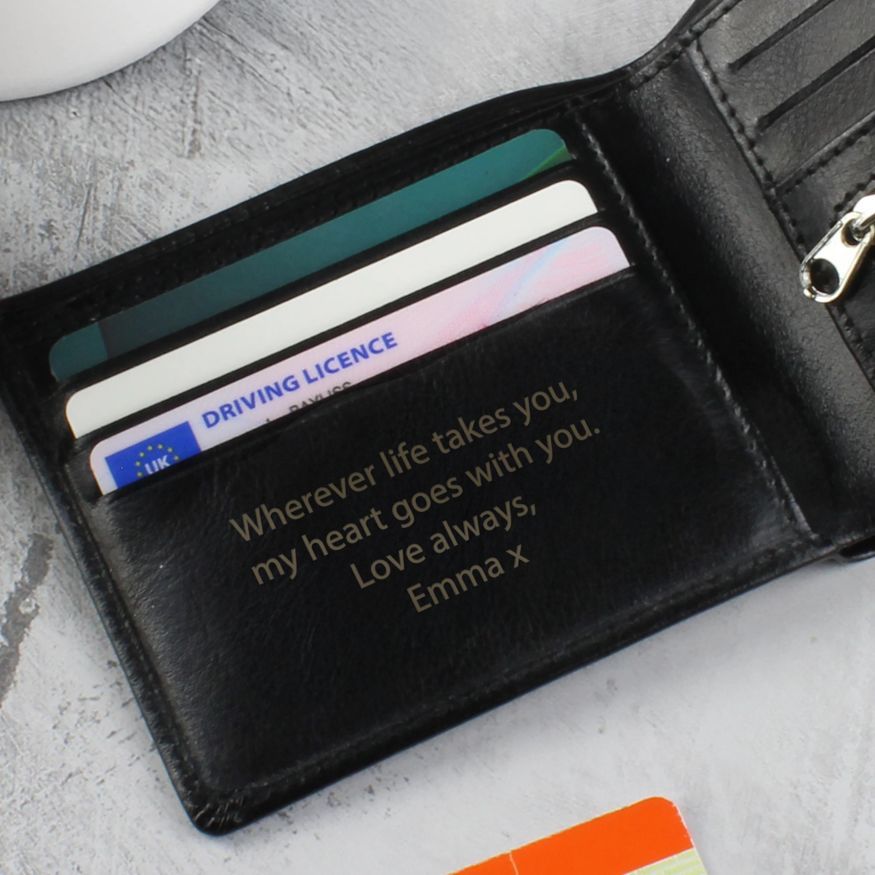 Personalised Black Leather Wallet - Image 4