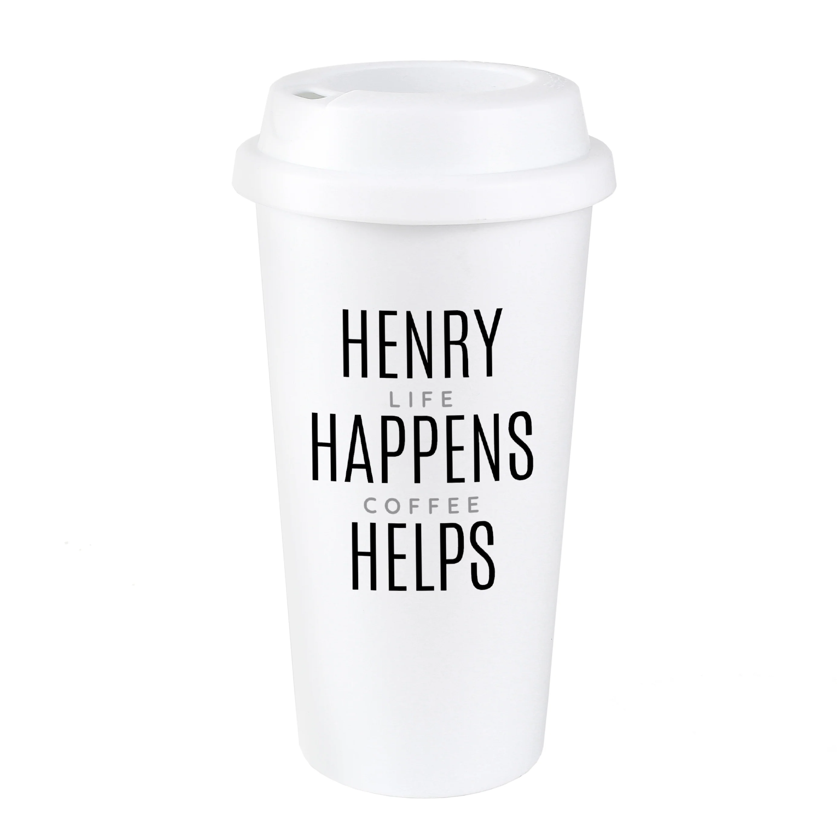 Personalised Black Text Slogan Insulated Reusable Eco Travel Cup - Image 2