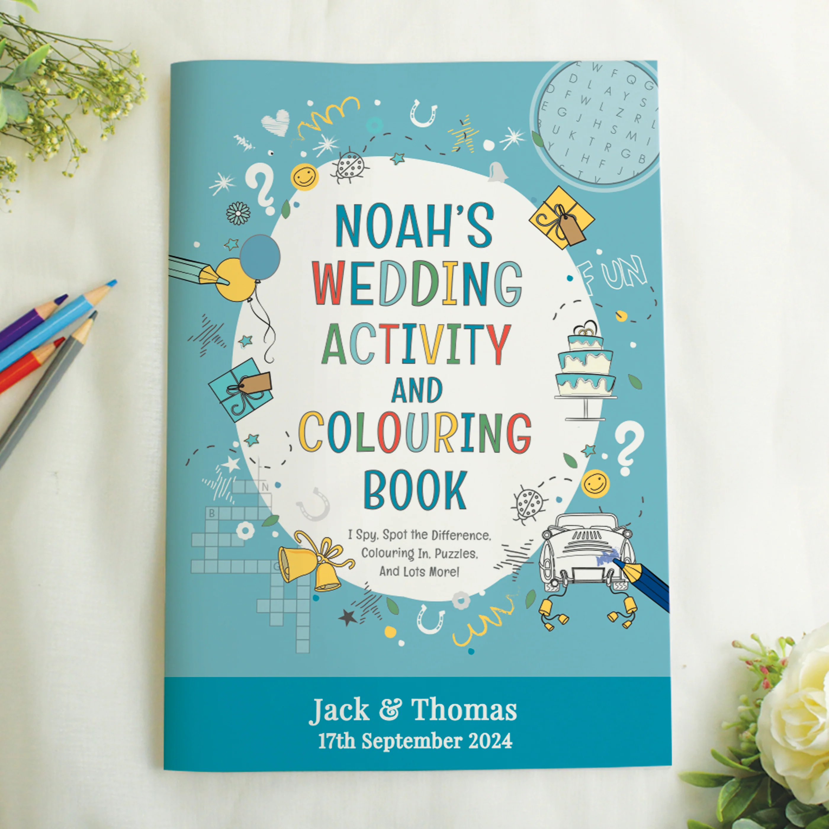 Personalised Blue A4 Wedding Activity & Colouring Book - Image 8