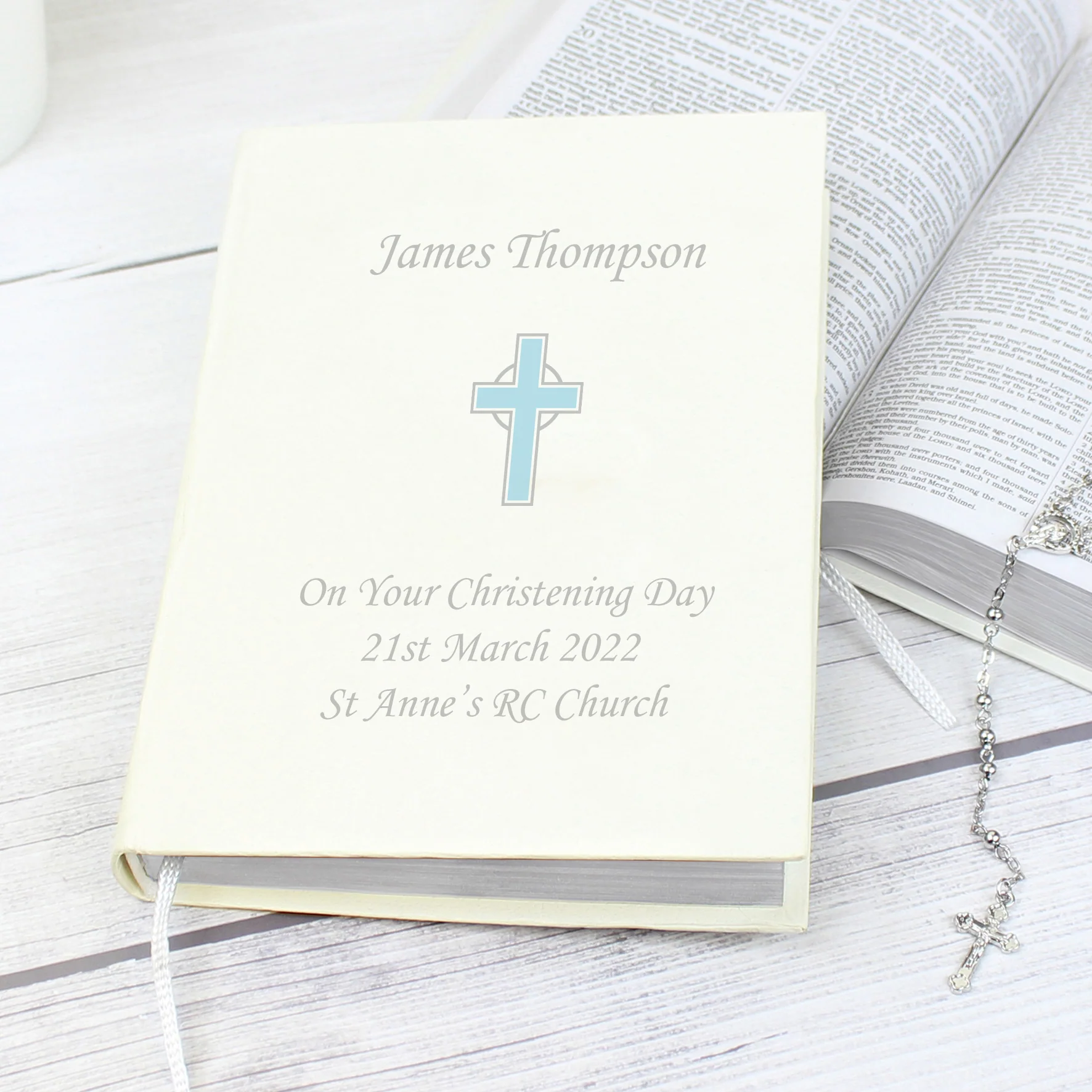 Personalised Blue Cross Holy Bible - Eco-friendly - Image 3