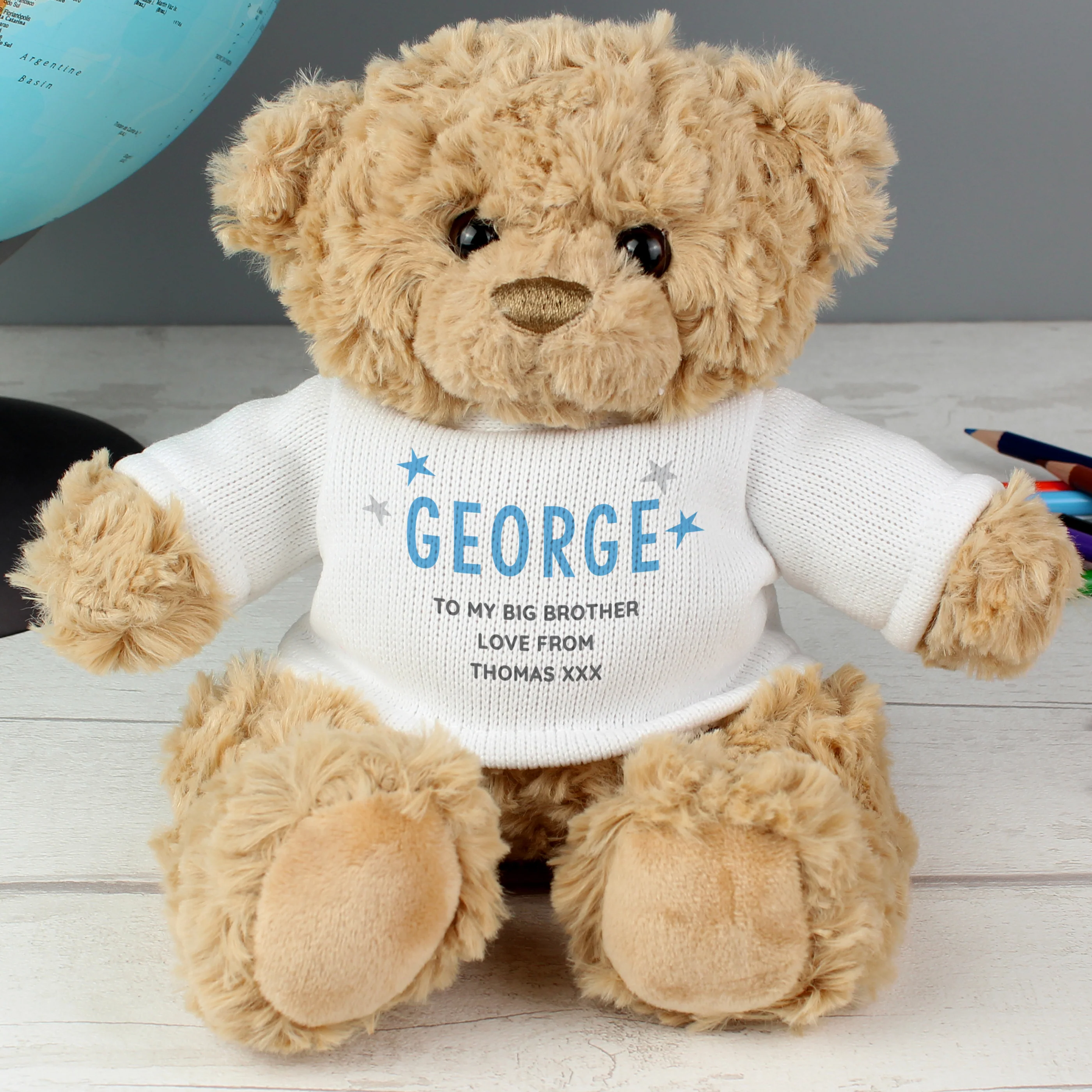 Personalised Blue Message Teddy Bear