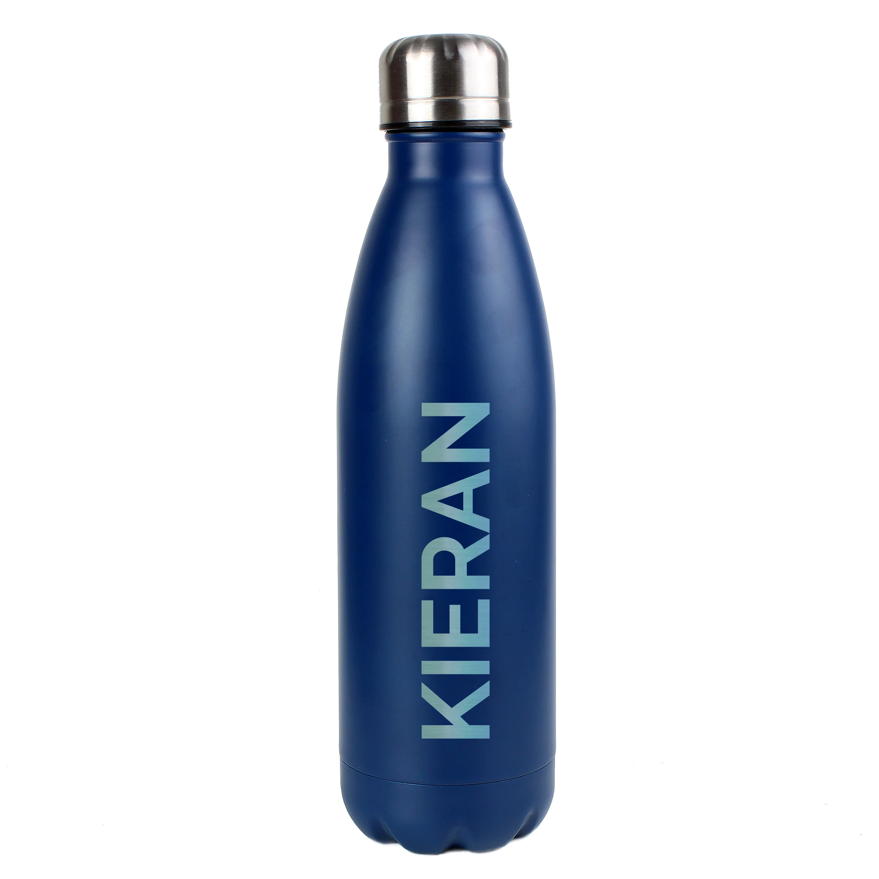 Personalised Blue Metal Insulated Drinks Bottle - Image 2