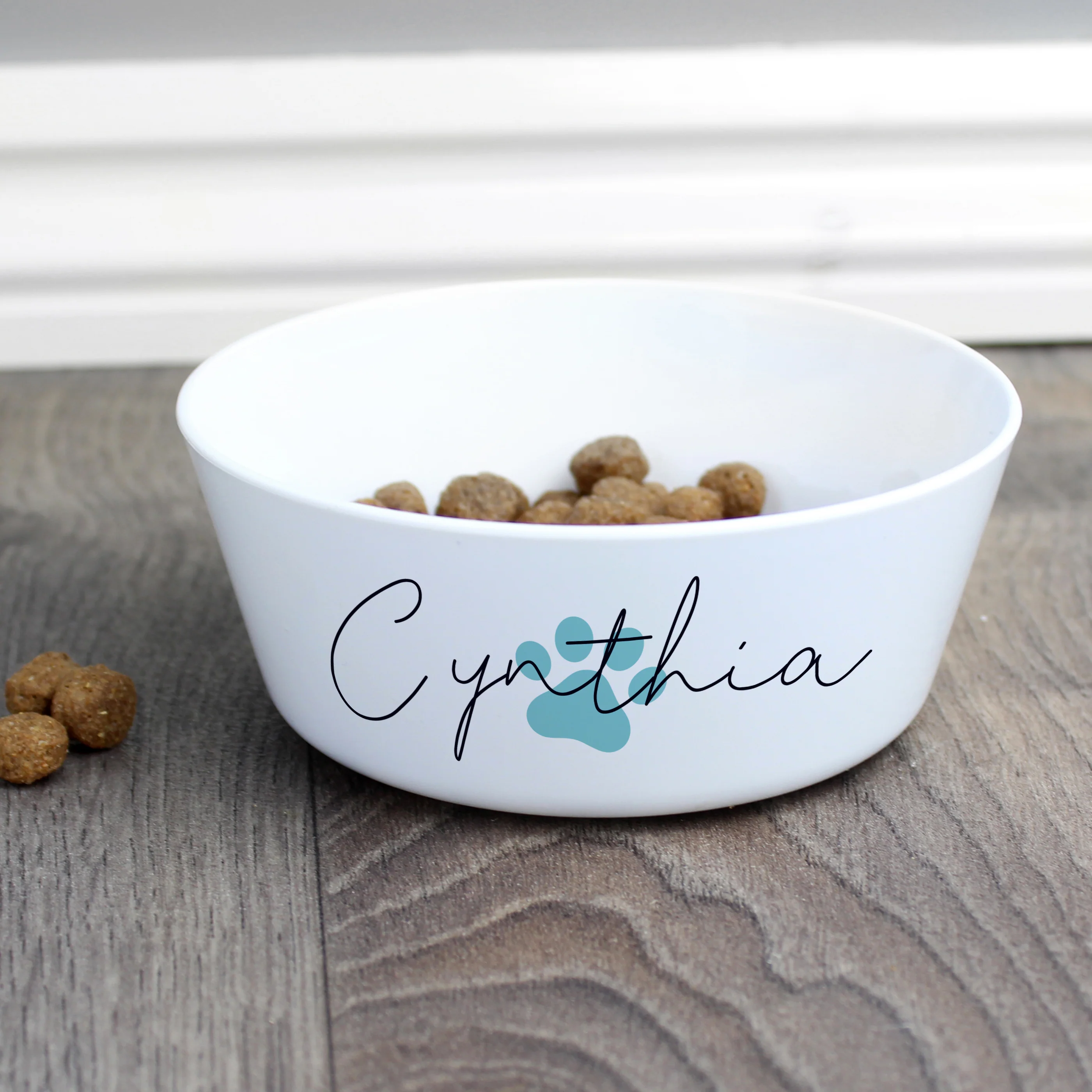 Personalised Blue Pawprint Plastic Cat Bowl - Image 3