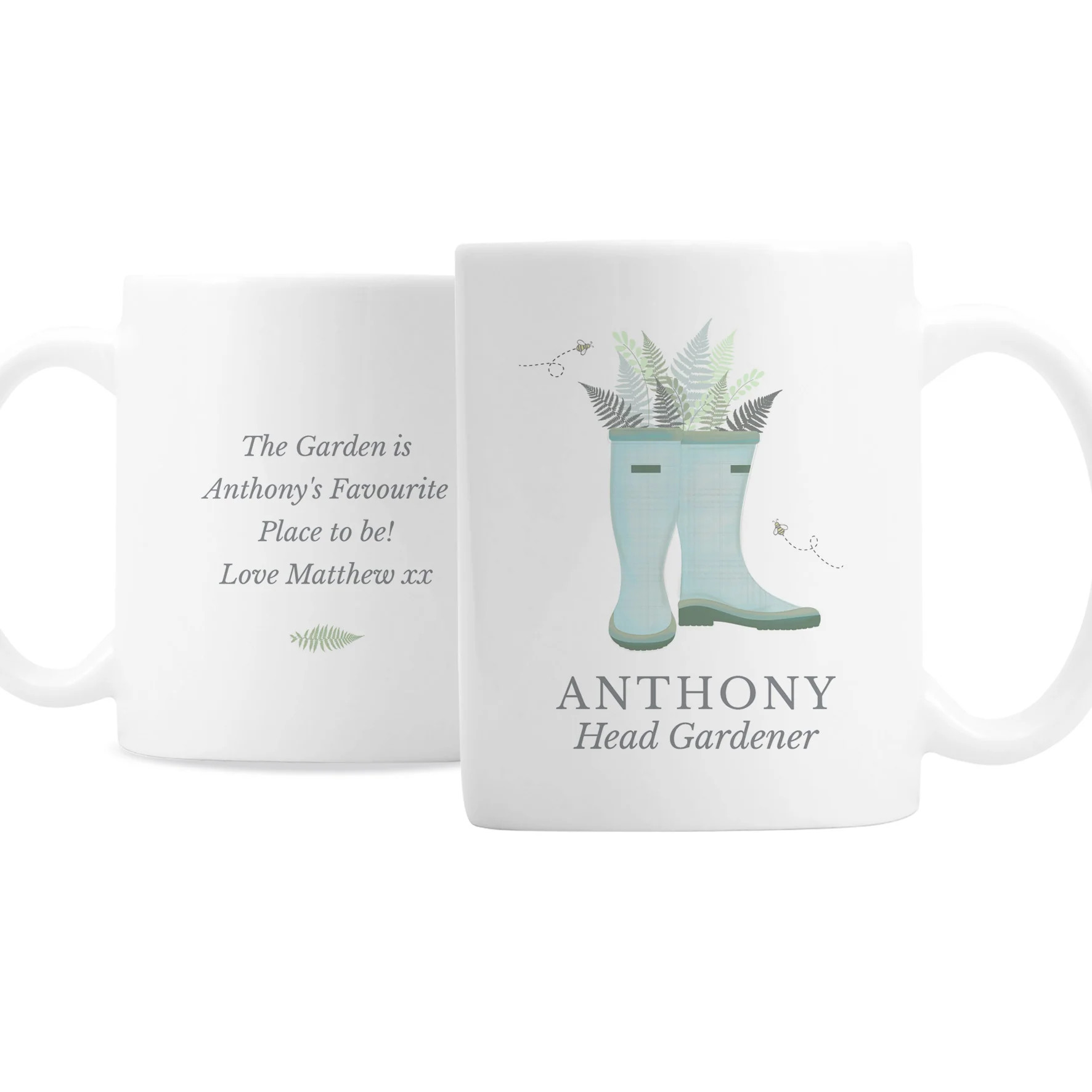 Personalised Blue Wellies Mug - Image 2