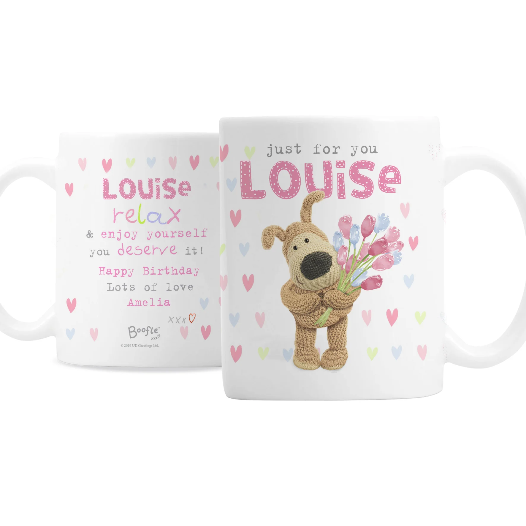 Personalised Boofle Birthday Flowers Mug - Image 2