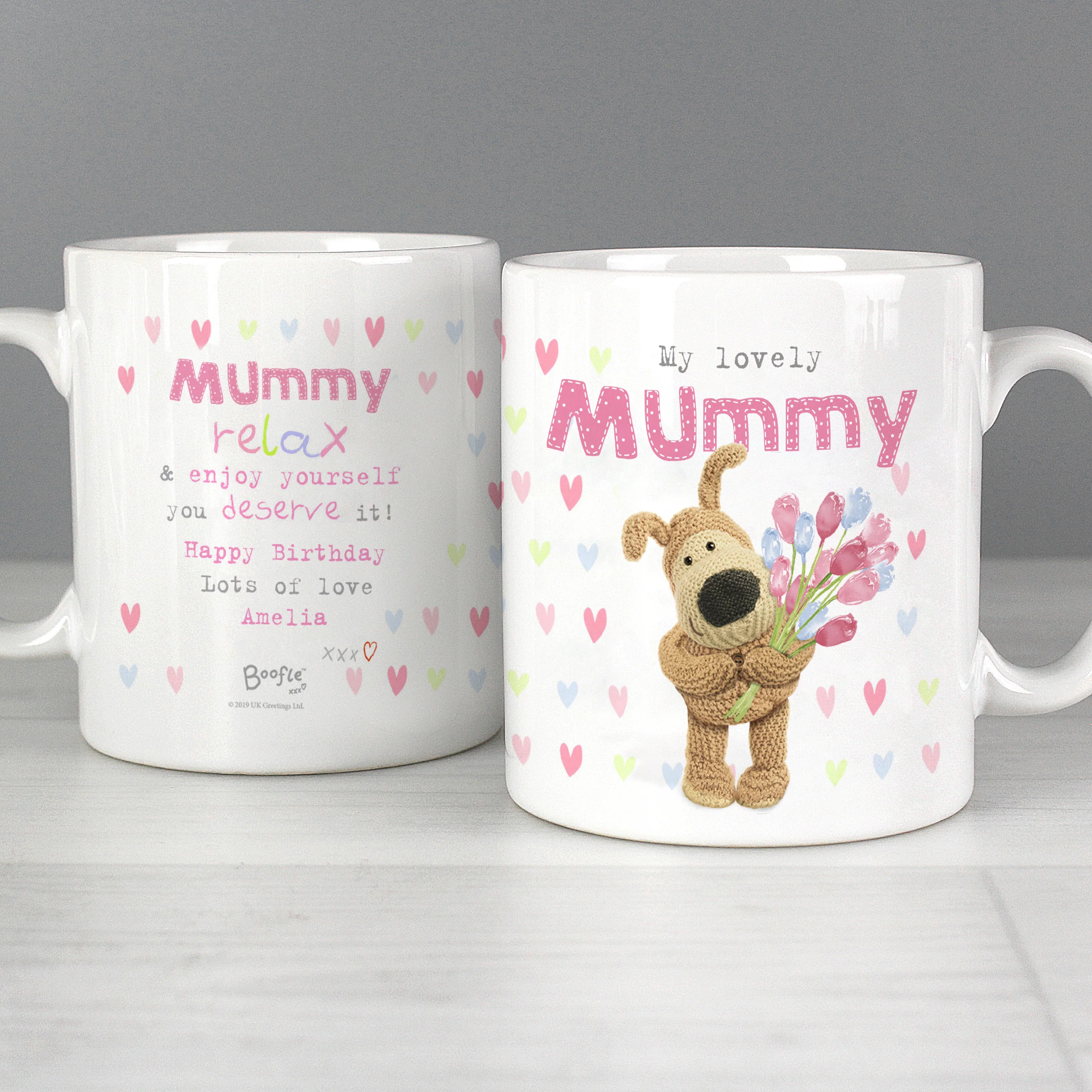 Personalised Boofle Birthday Flowers Mug - Image 3