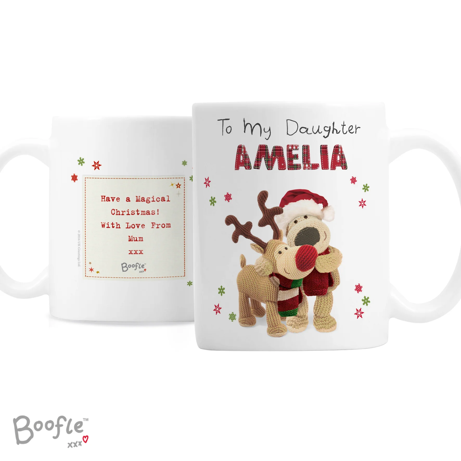 Personalised Boofle Christmas Reindeer Mug - Image 2