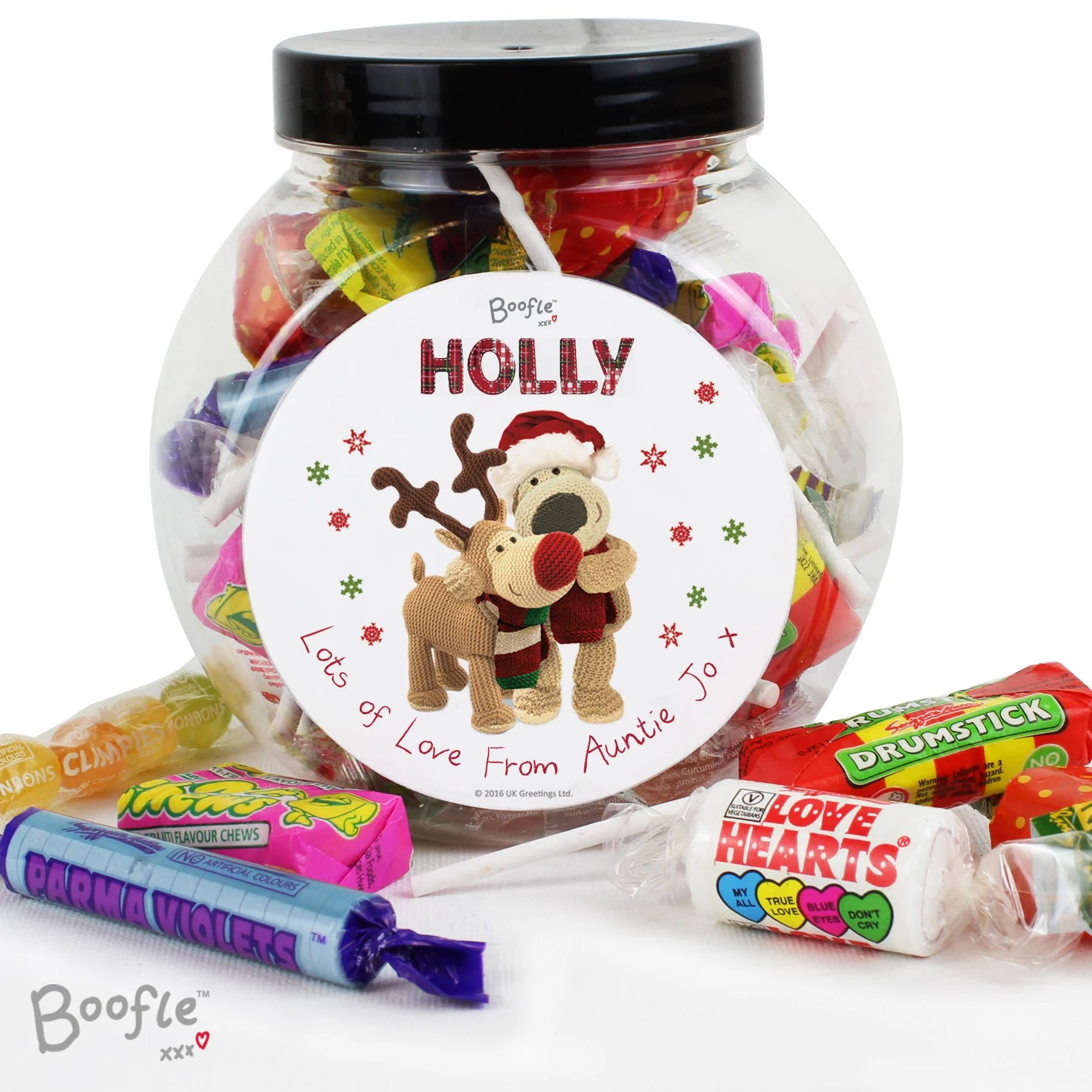 Personalised Boofle Christmas Reindeer Sweet Jar - Image 2