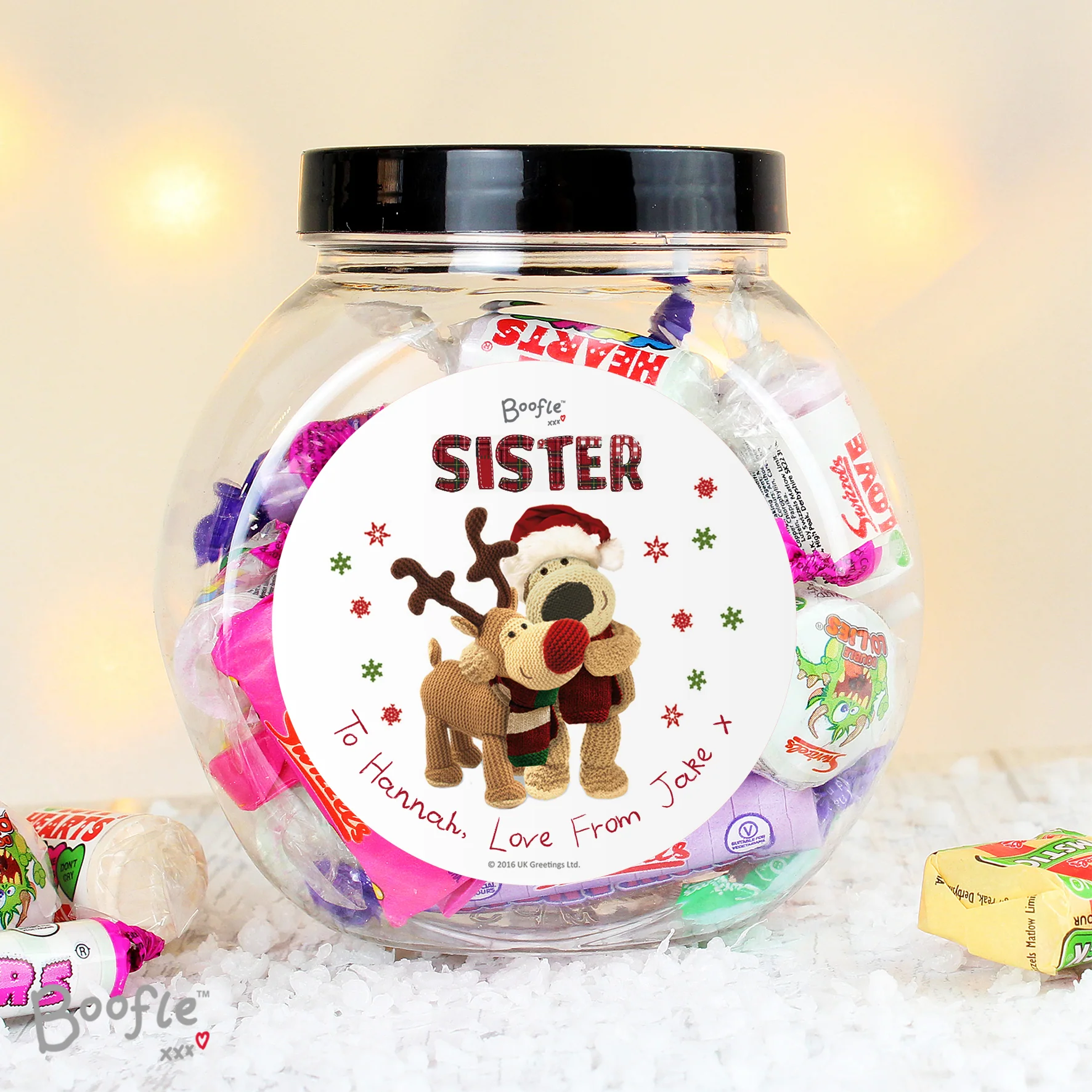 Personalised Boofle Christmas Reindeer Sweet Jar - Image 3