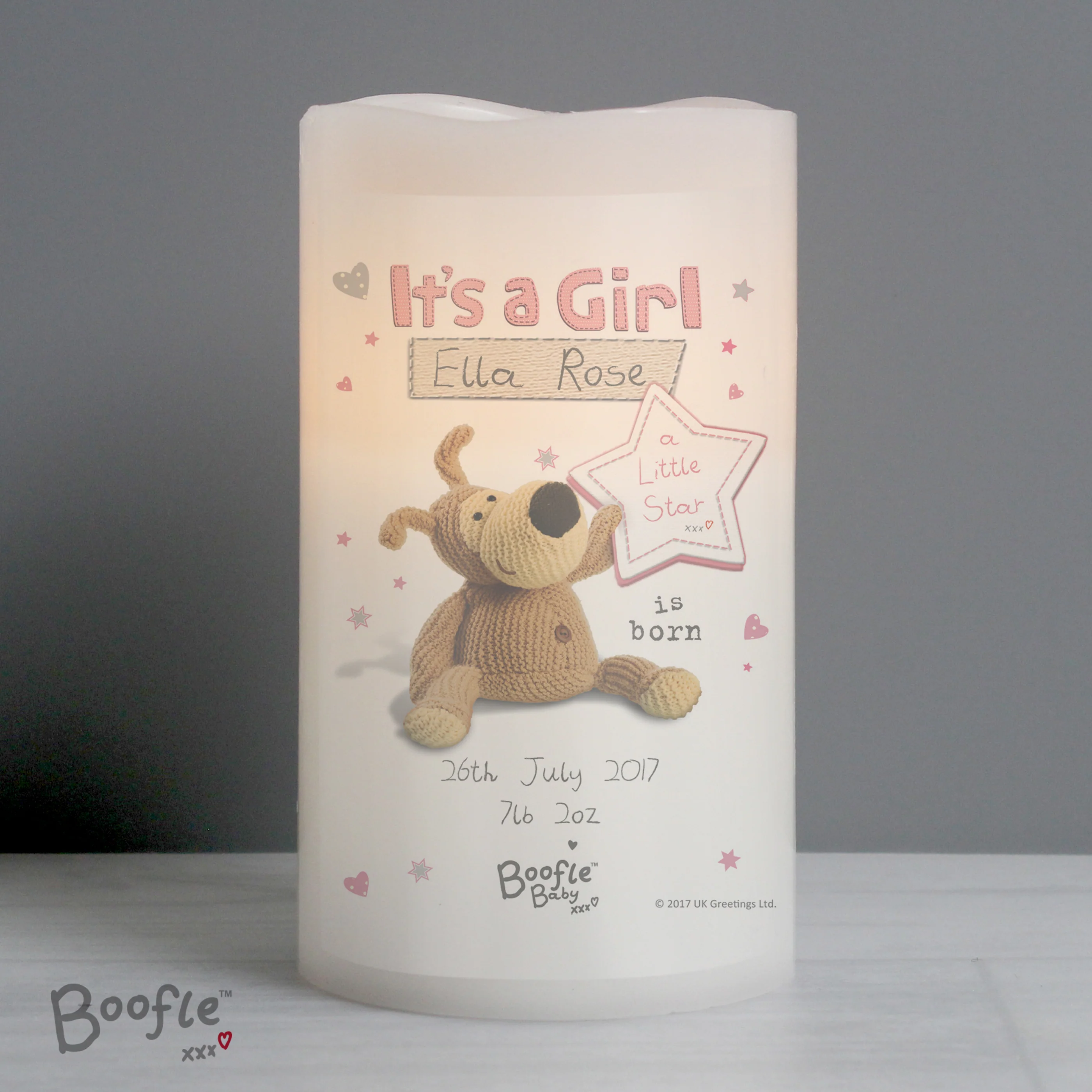 Personalised Boofle It's a Girl Nightlight LED Candle - Image 3