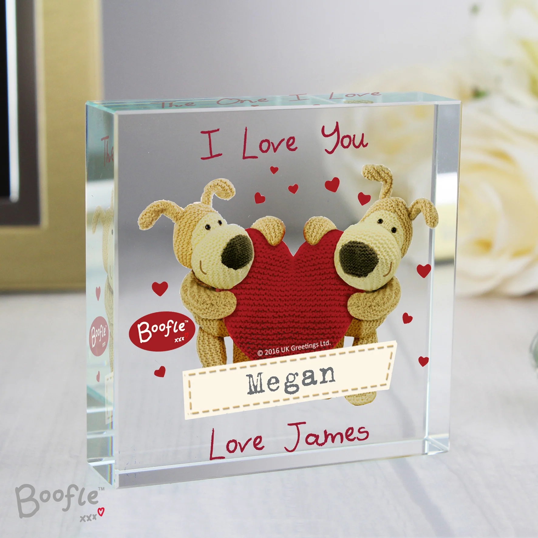 Personalised Boofle Shared Heart Crystal Token - Image 2