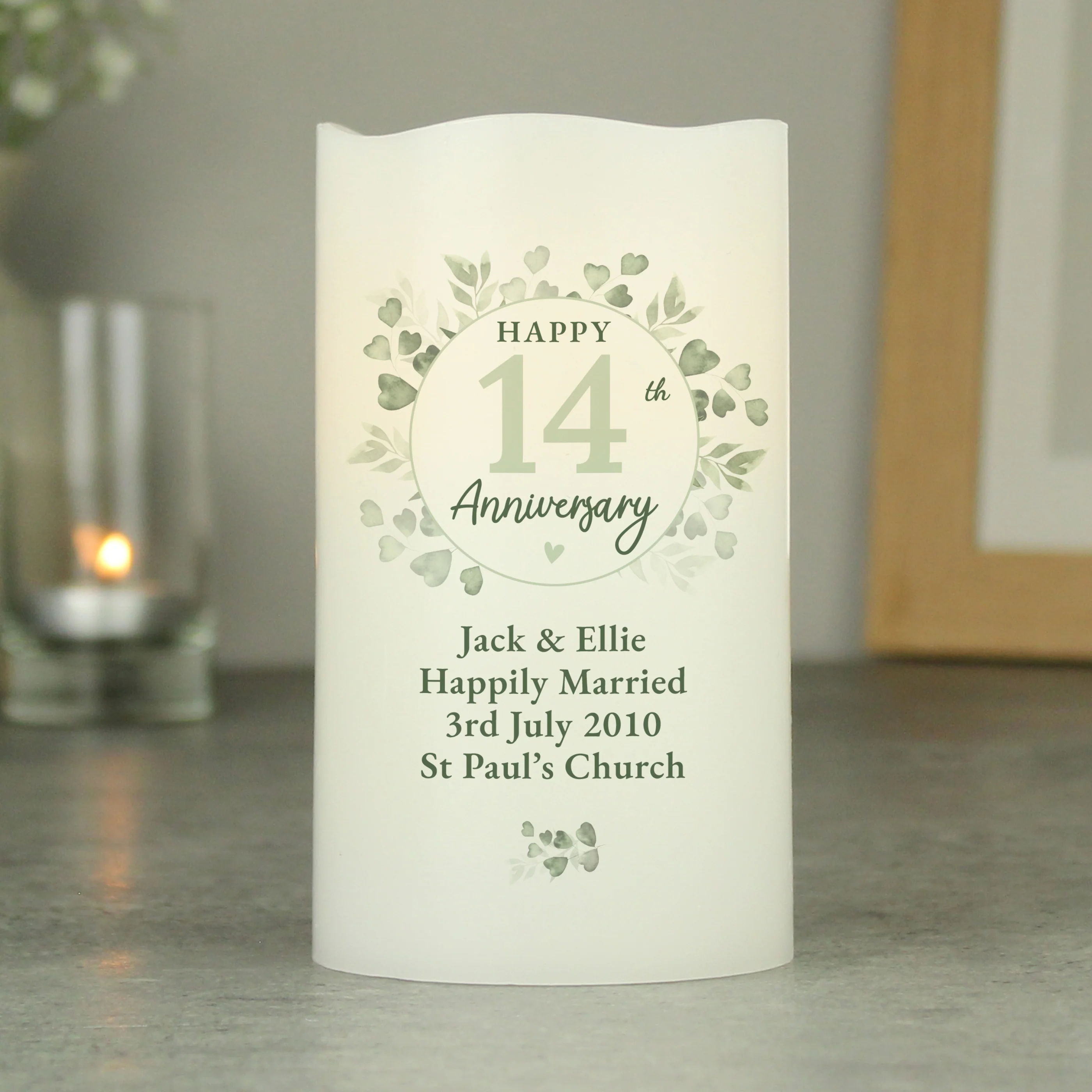 Personalised Botanical Anniversary LED Candle - Image 2