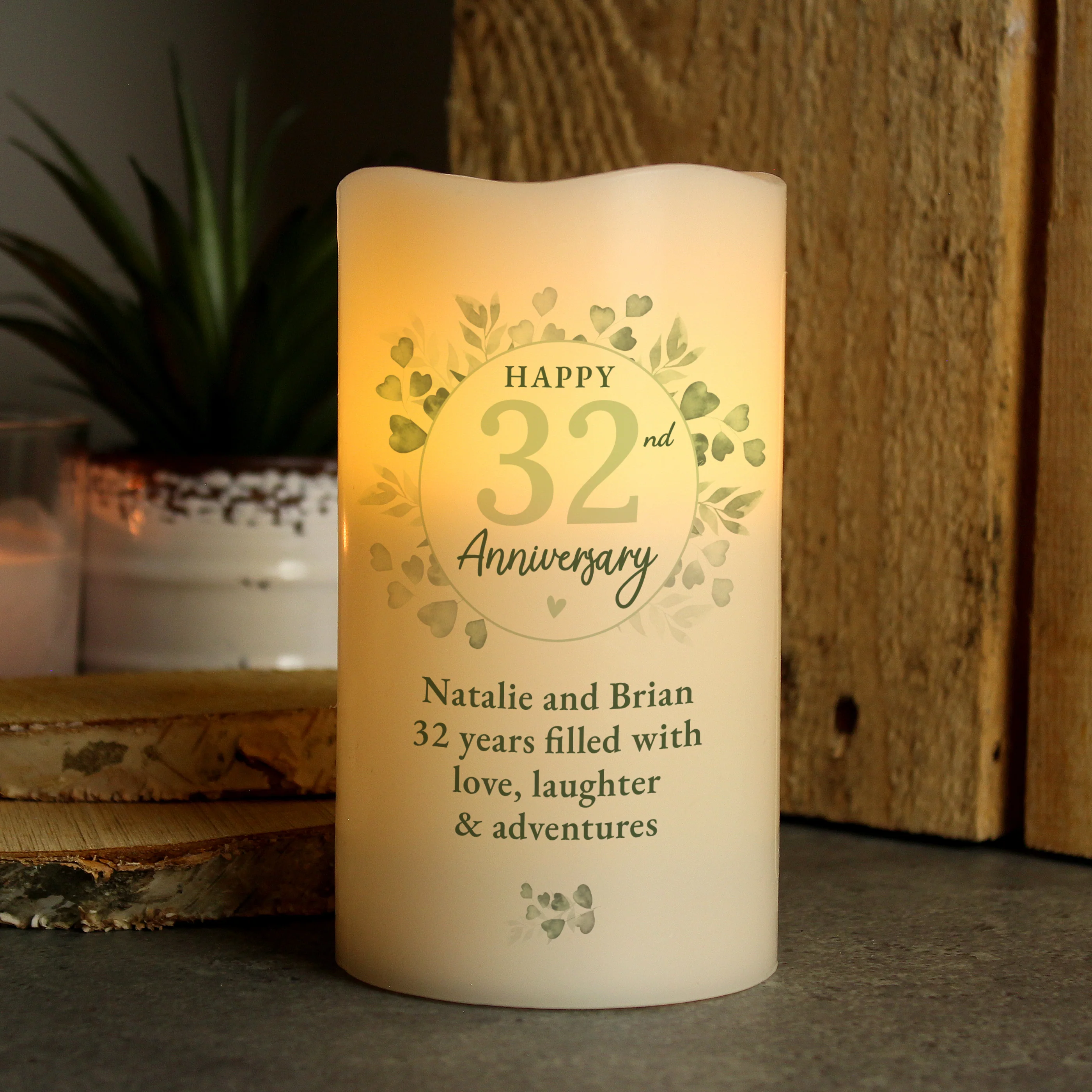 Personalised Botanical Anniversary LED Candle - Image 3