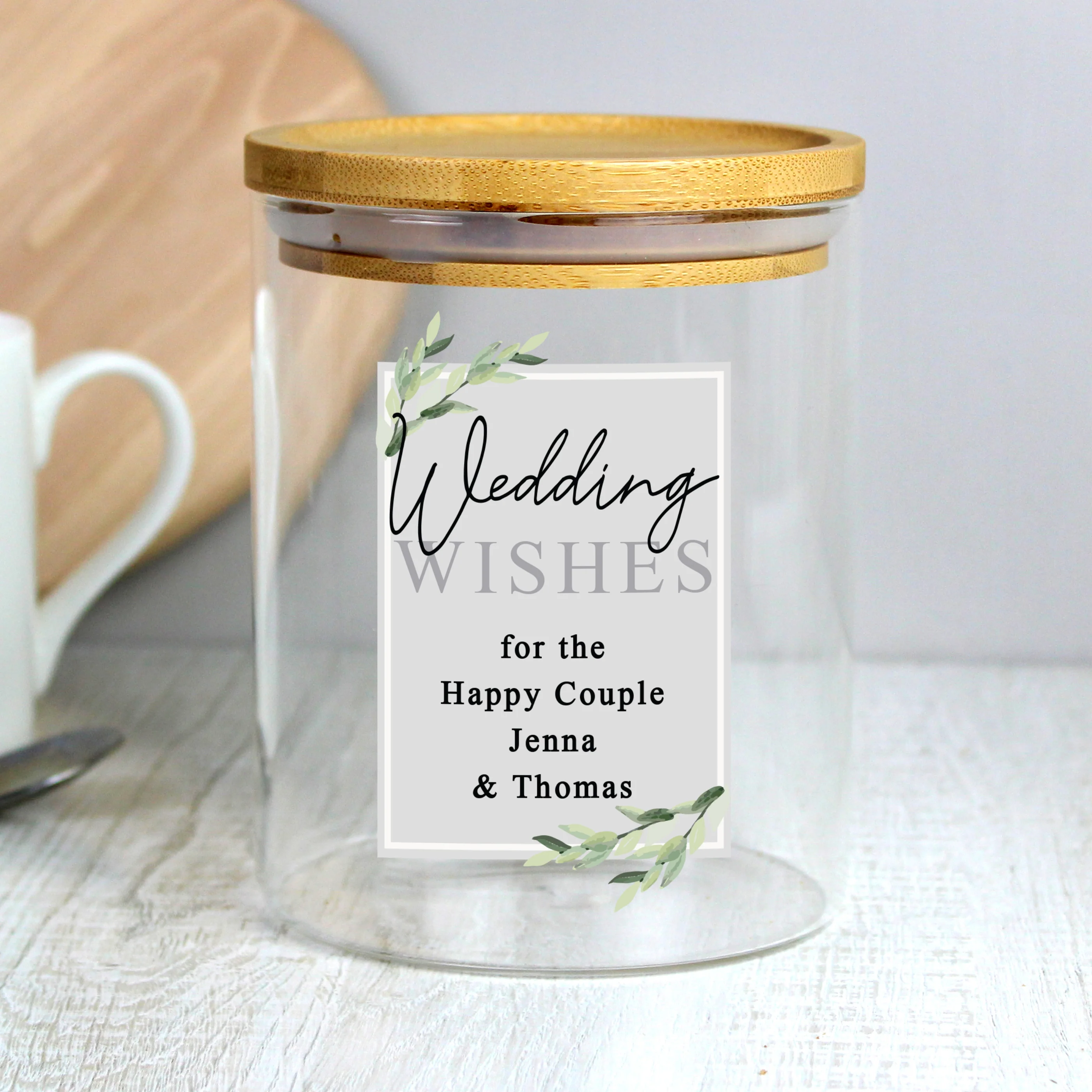 Personalised Botanical Glass Jar with Bamboo Lid - Image 5