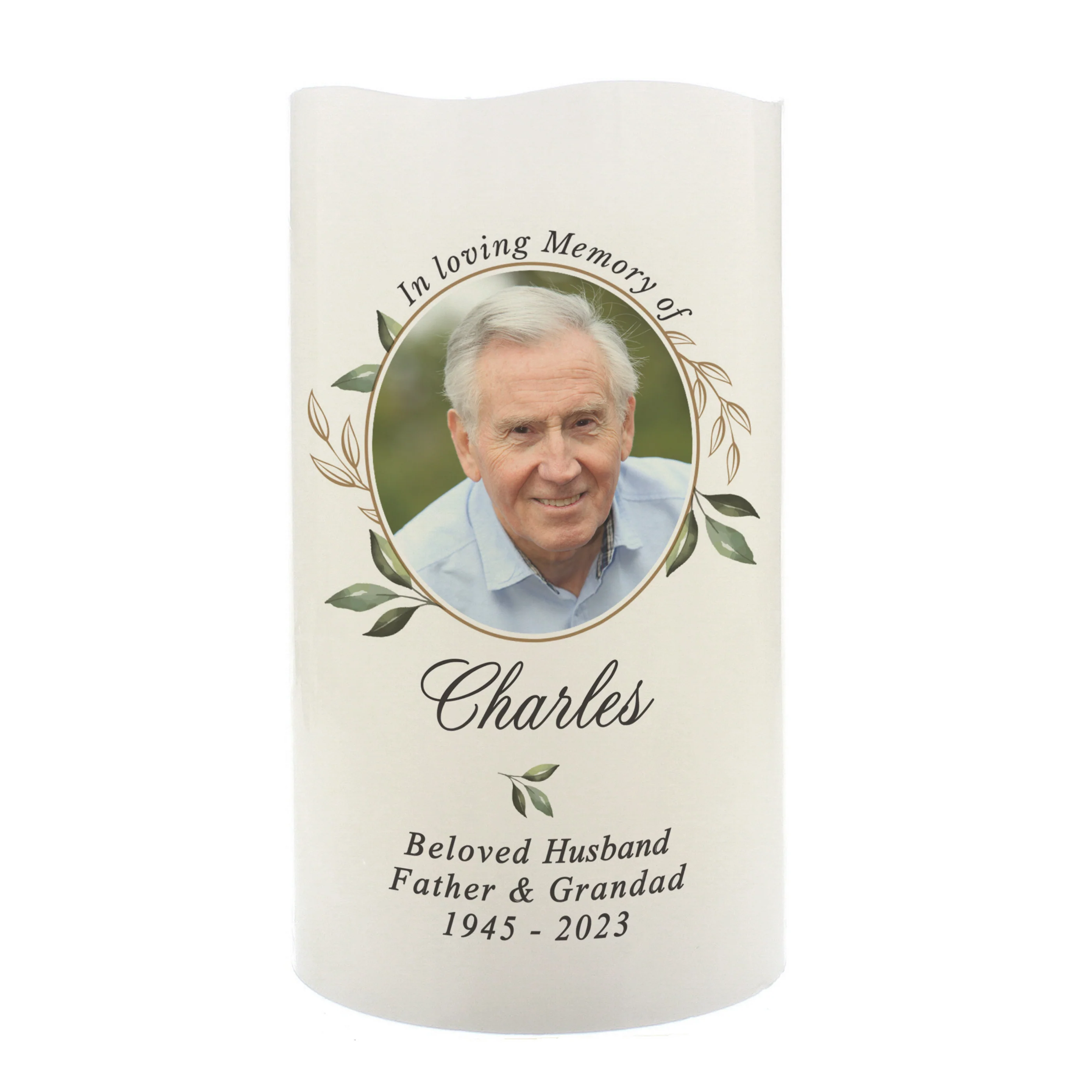 Personalised Botanical Memorial Photo Upload LED Candle - Image 5