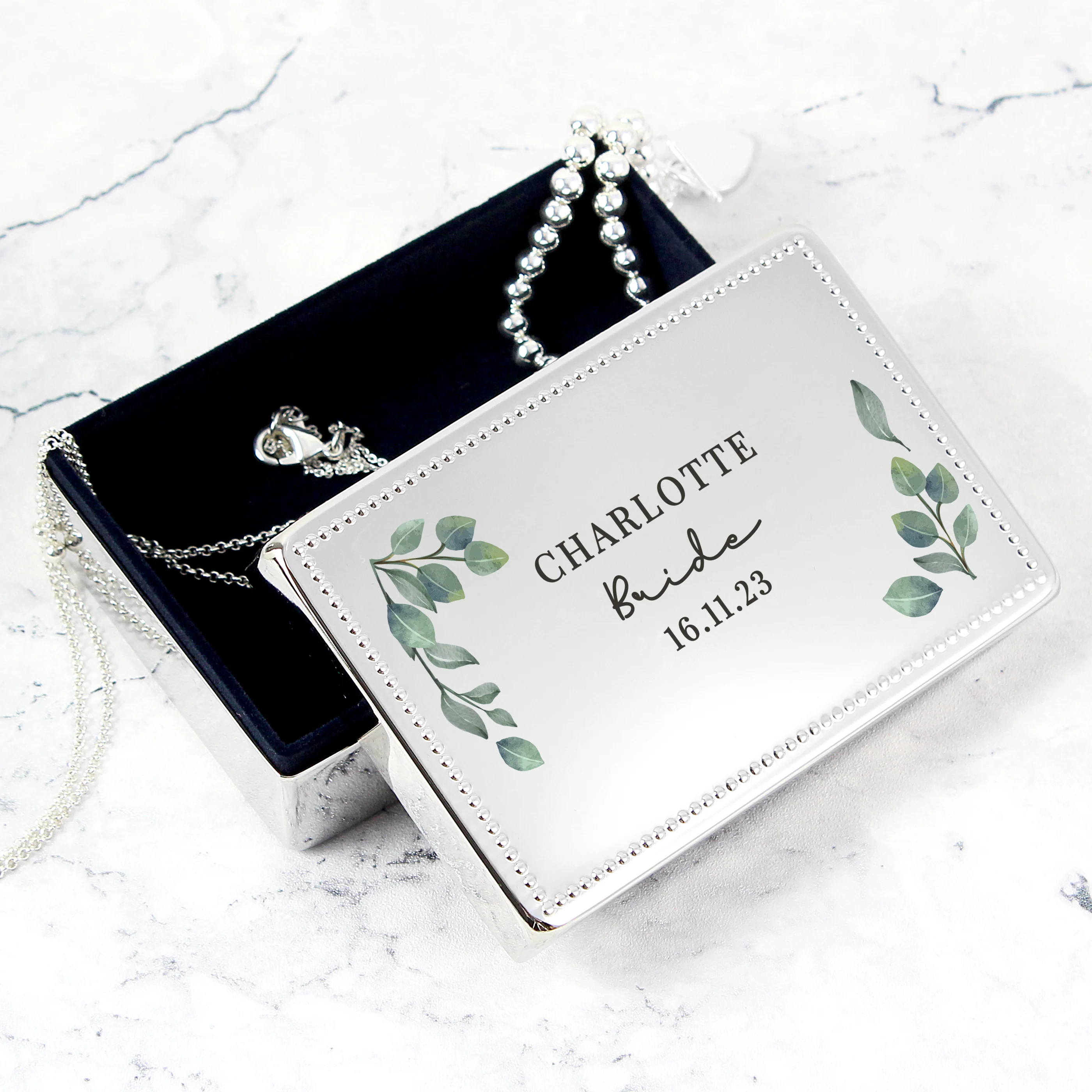 Personalised Botanical Rectangular Jewellery Box - Image 4
