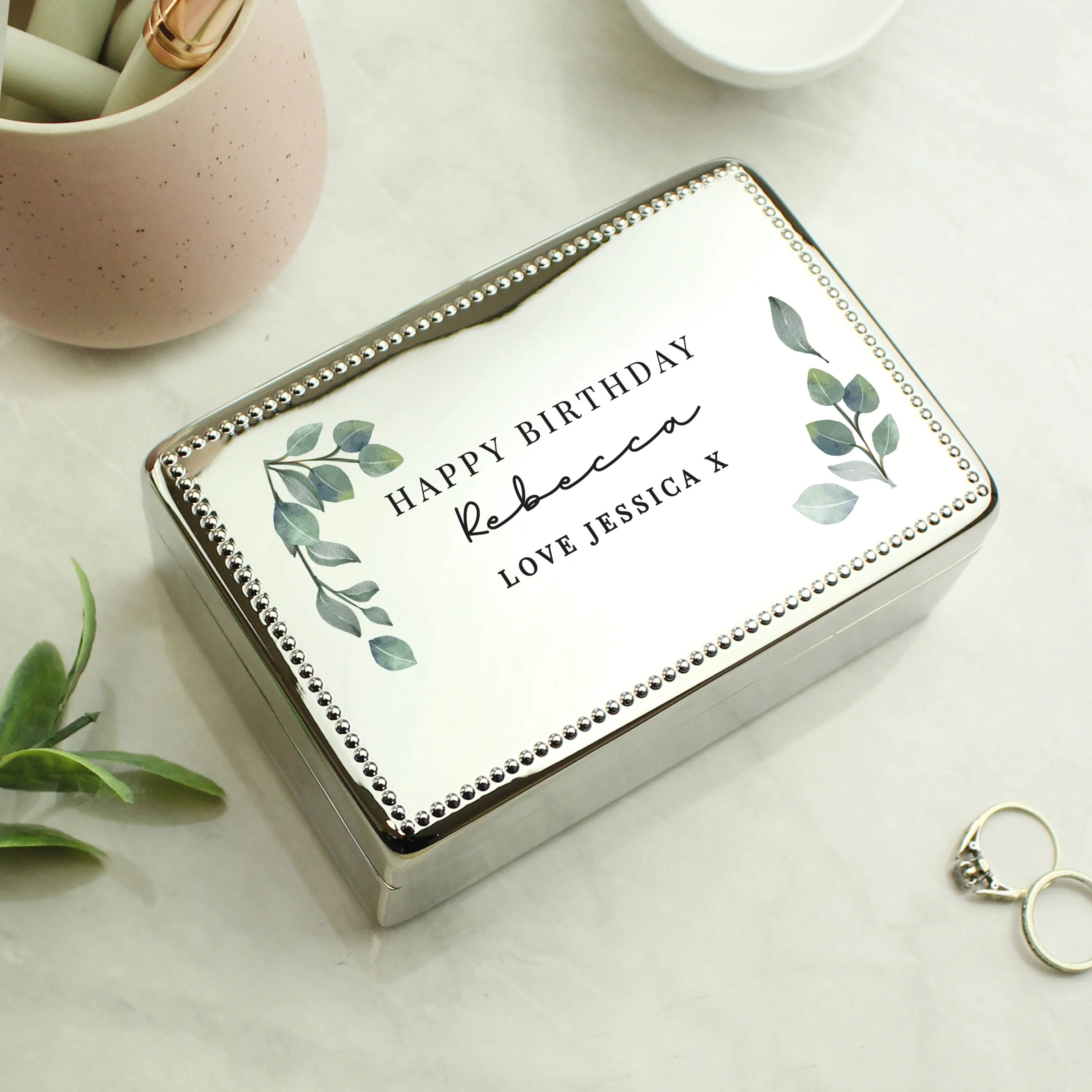 Personalised Botanical Rectangular Jewellery Box - Image 8