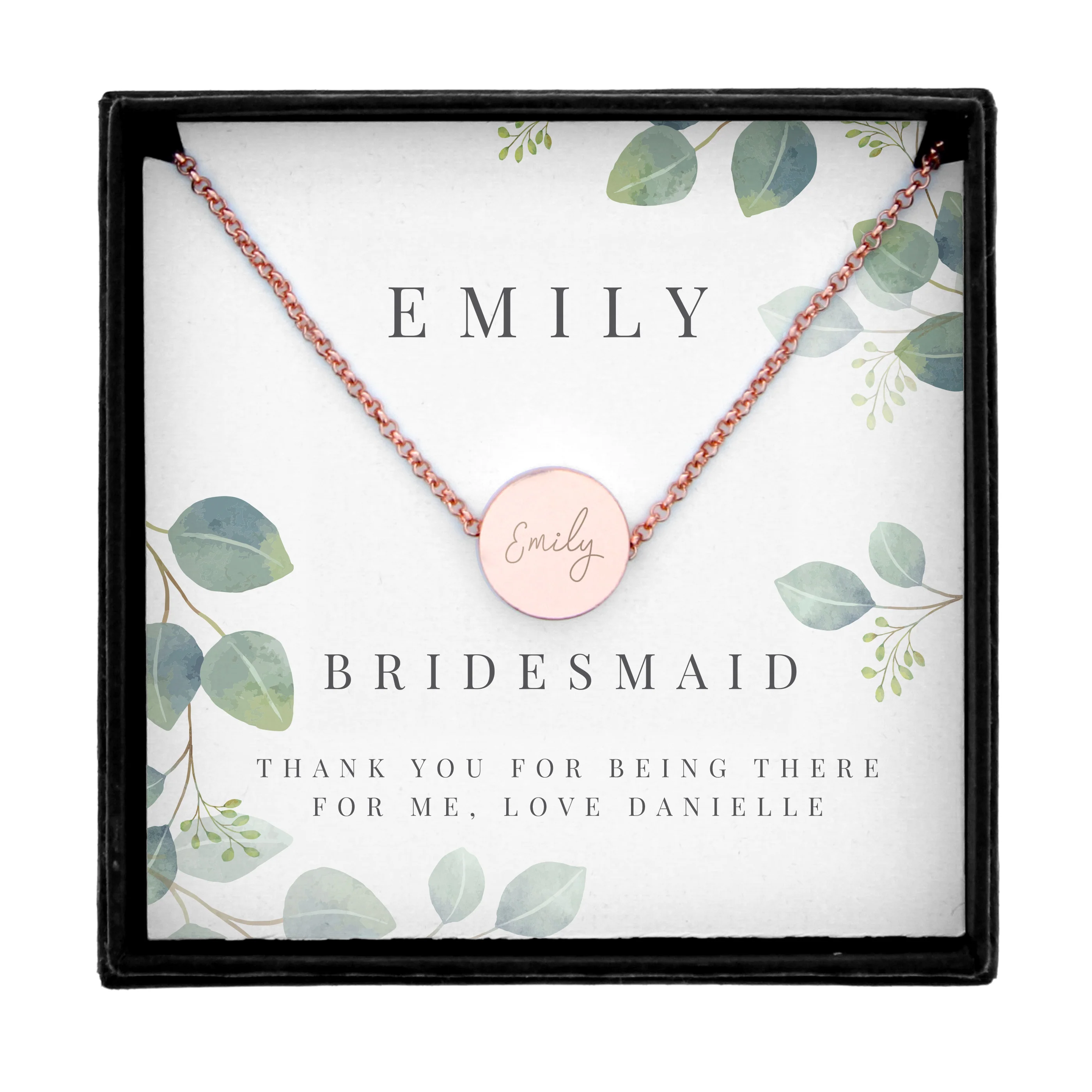 Personalised Botanical Sentiment Rose Gold Tone Necklace and Box - Image 5