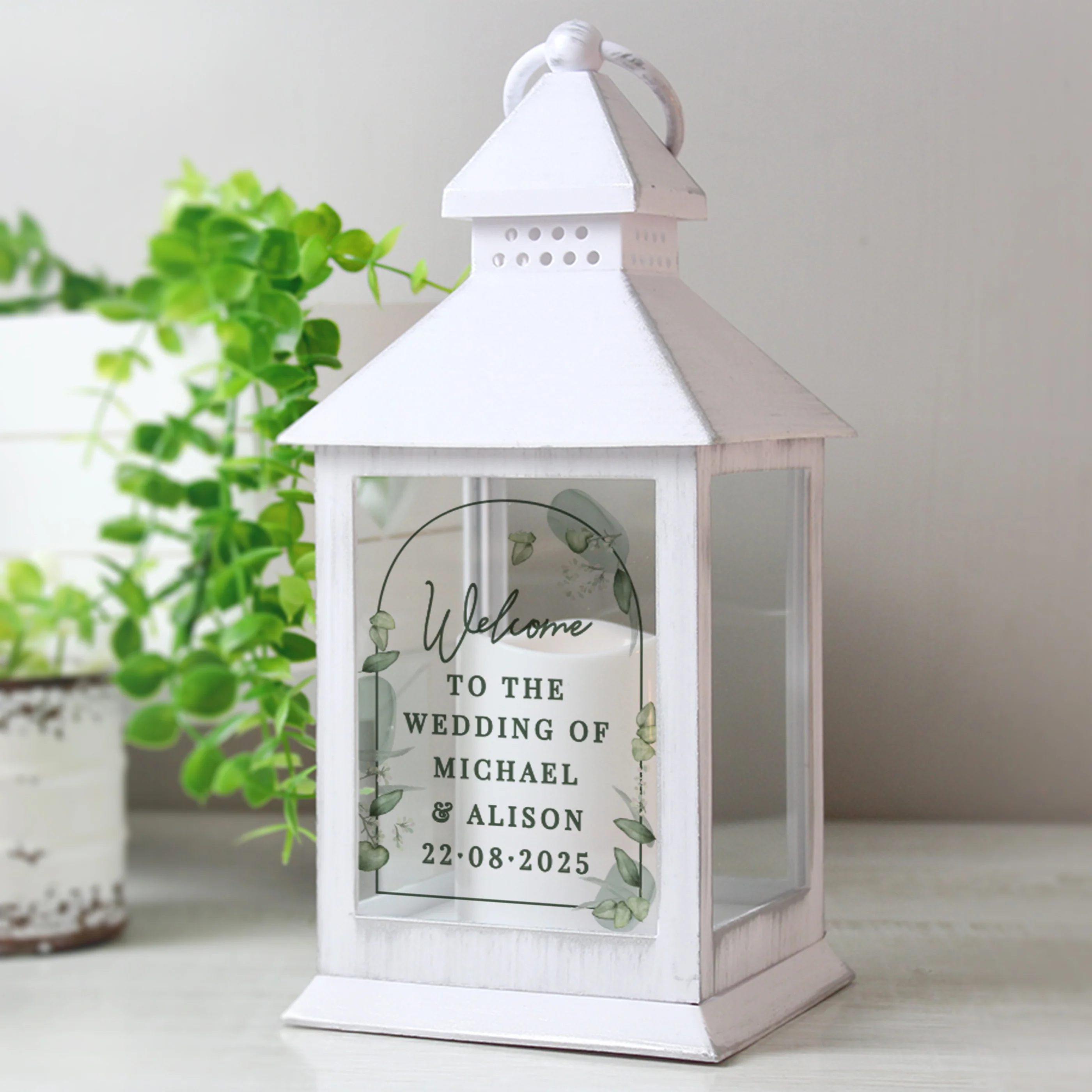 Personalised Botanical Wedding Lantern - Image 3