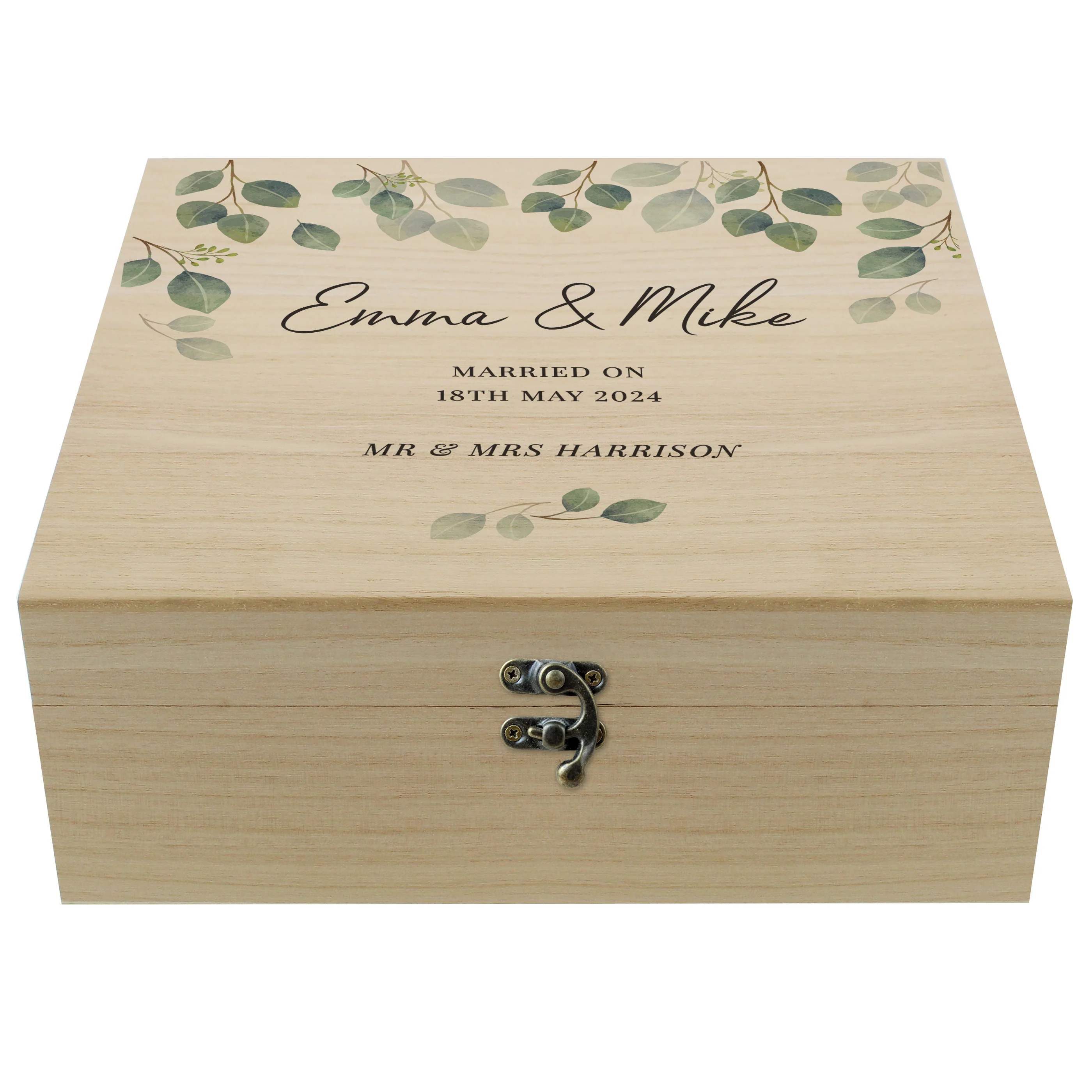 Personalised Botanical Wooden Wedding Keepsake box - Image 5