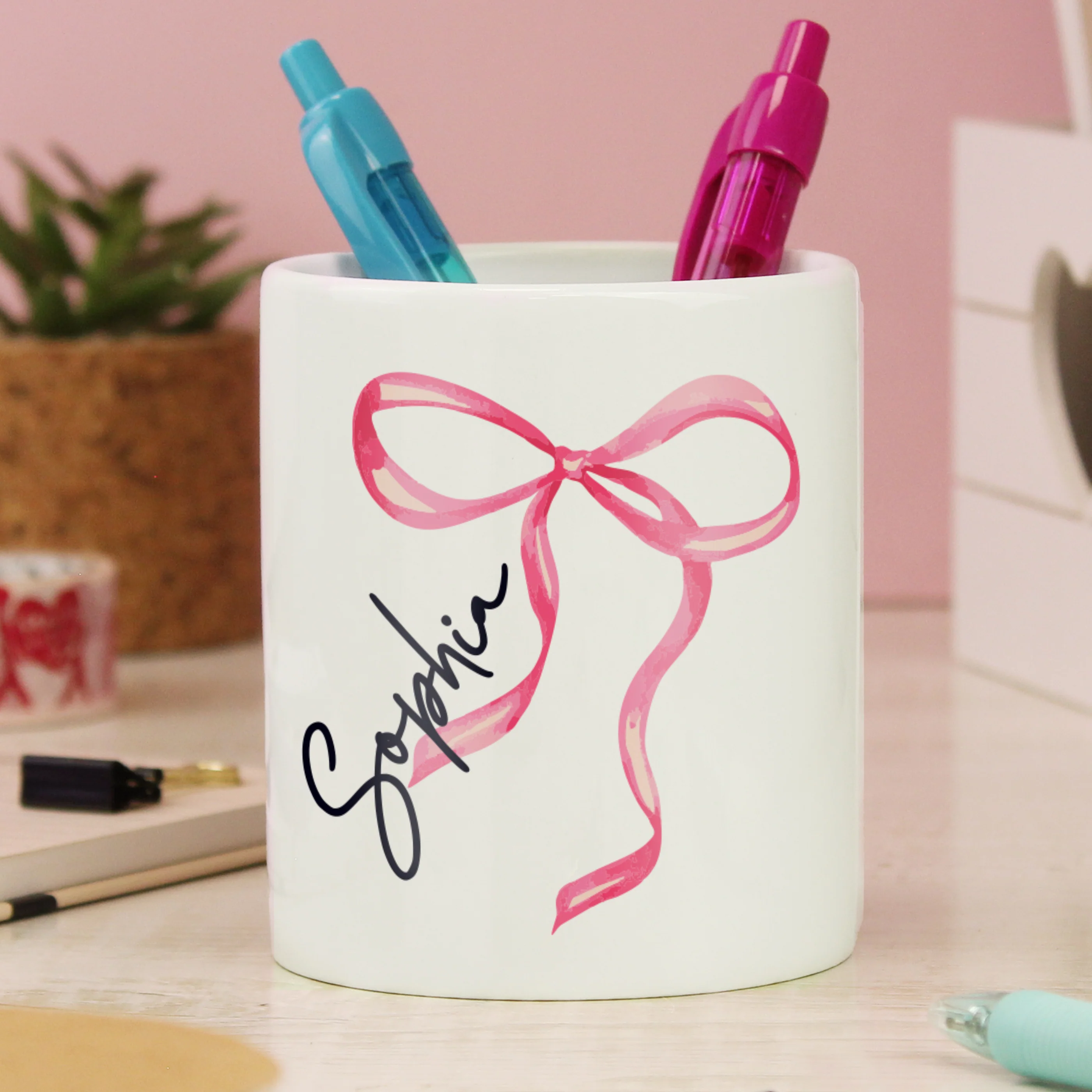 Personalised Bow Make Up Brush Holder - Image 3