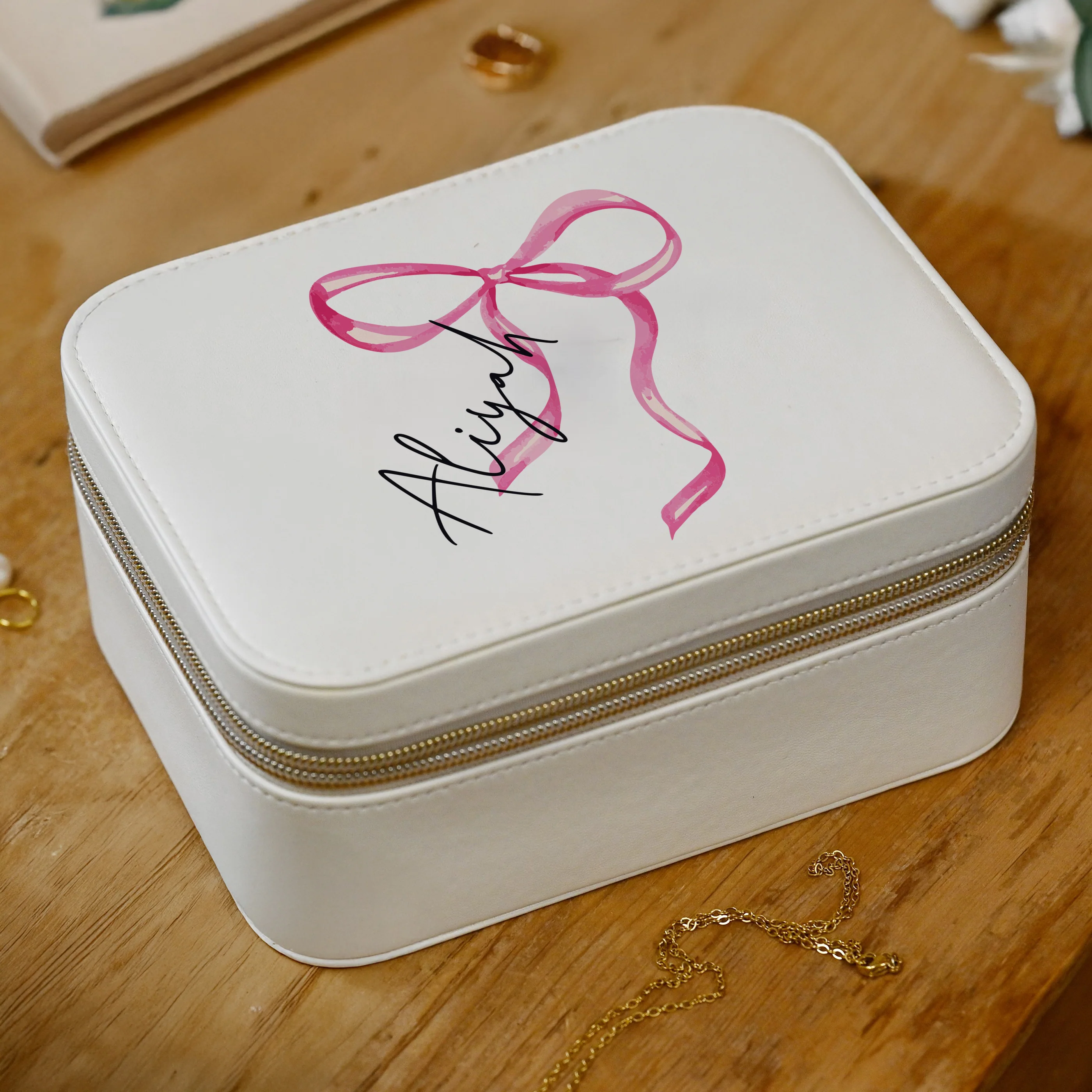 Personalised Bow Travel Jewellery Box - Image 2