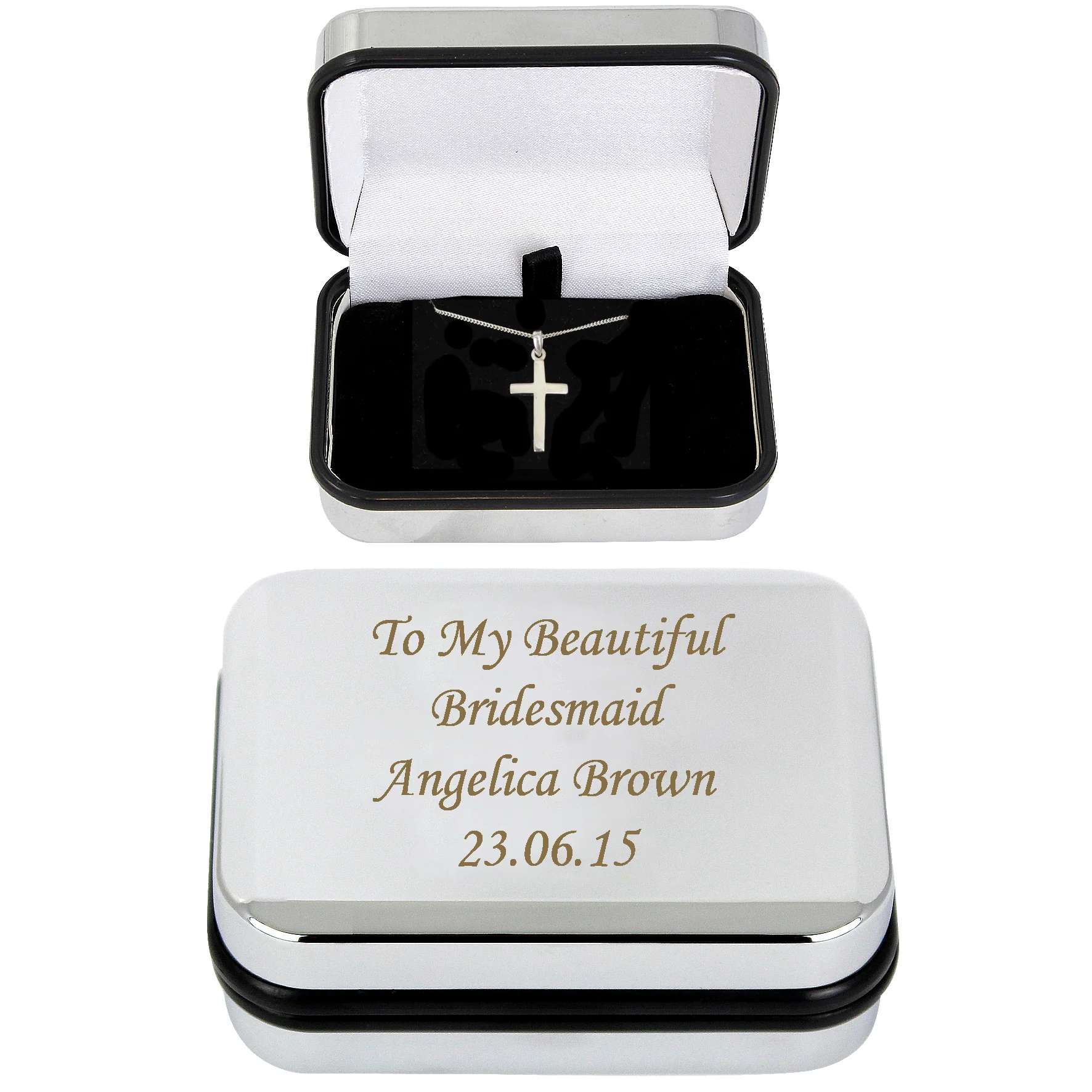 Personalised Box with Silver Cross Necklace - Image 3