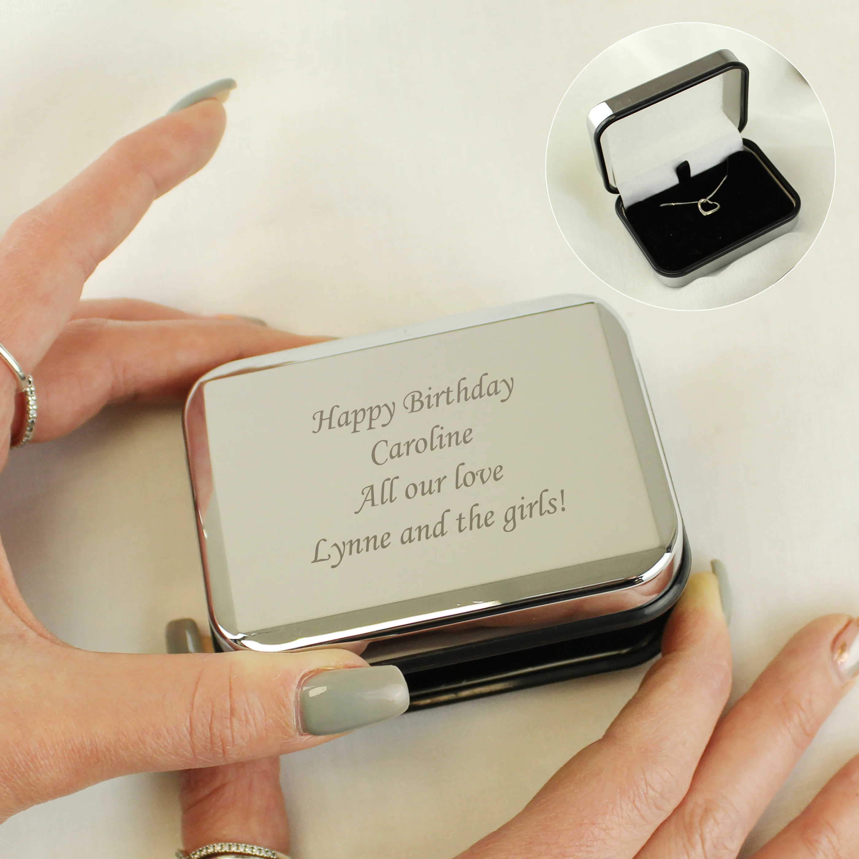 Personalised Box With Sterling Silver Heart Necklace - Image 3