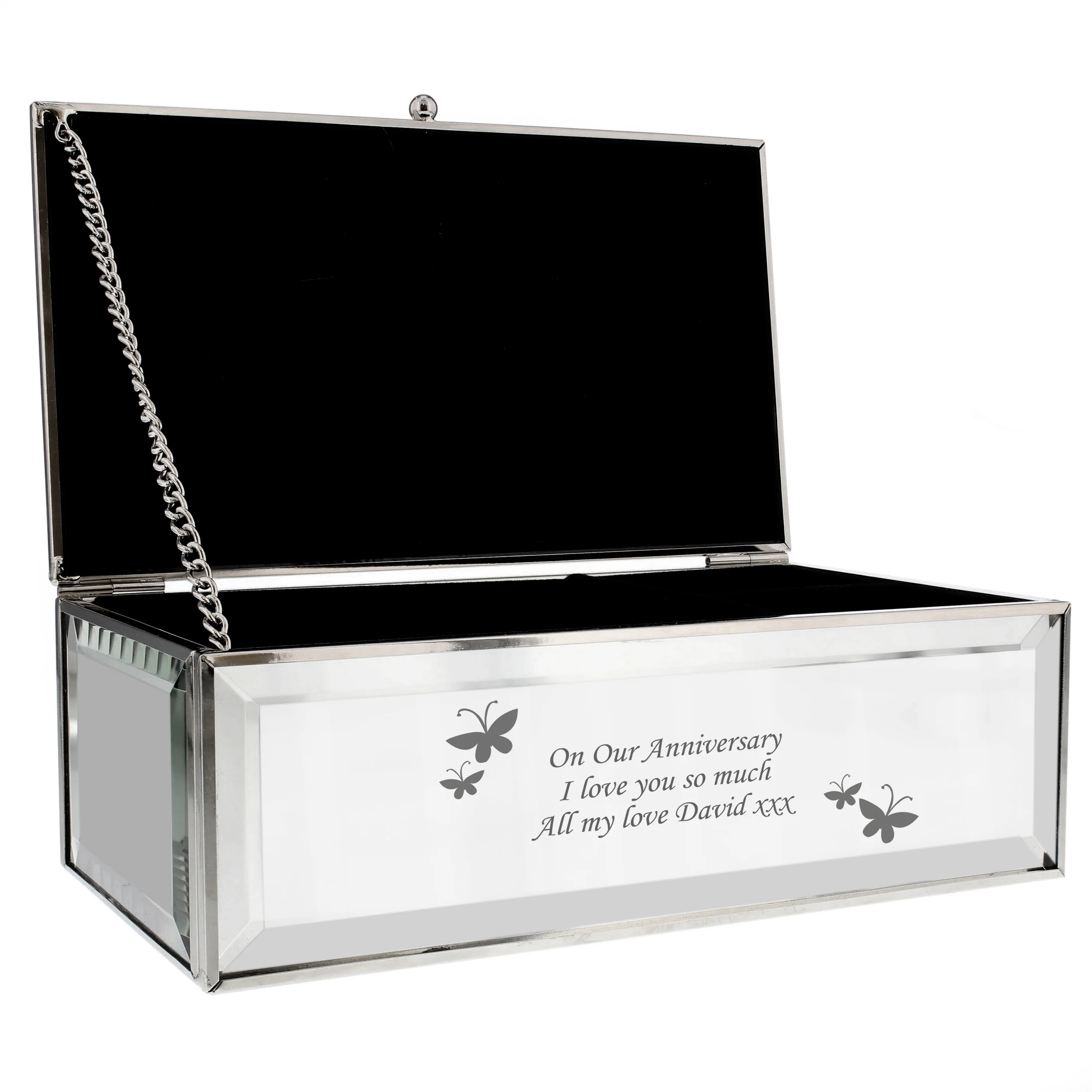 Personalised Butterflies Mirrored Jewellery Box - Image 2