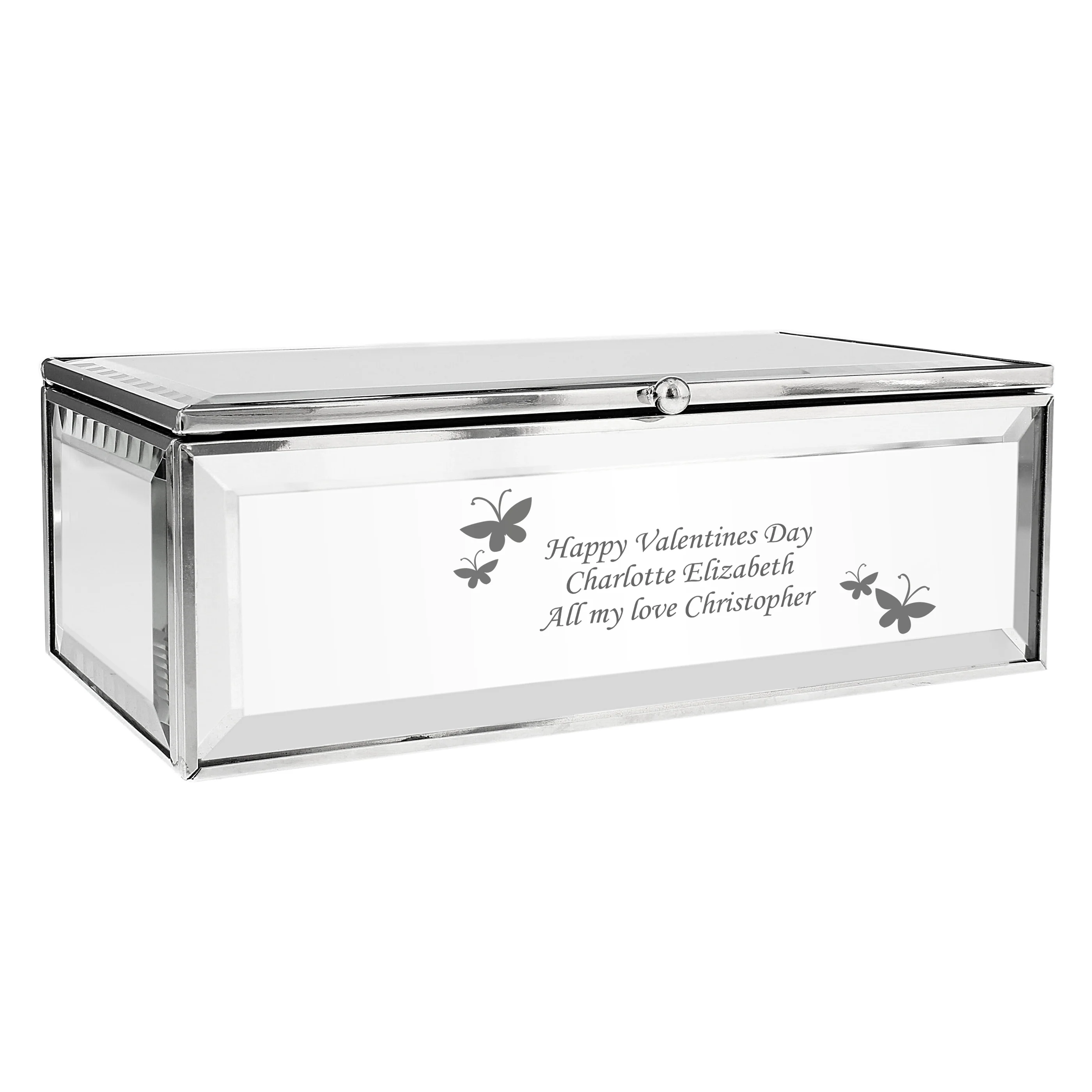 Personalised Butterflies Mirrored Jewellery Box - Image 4