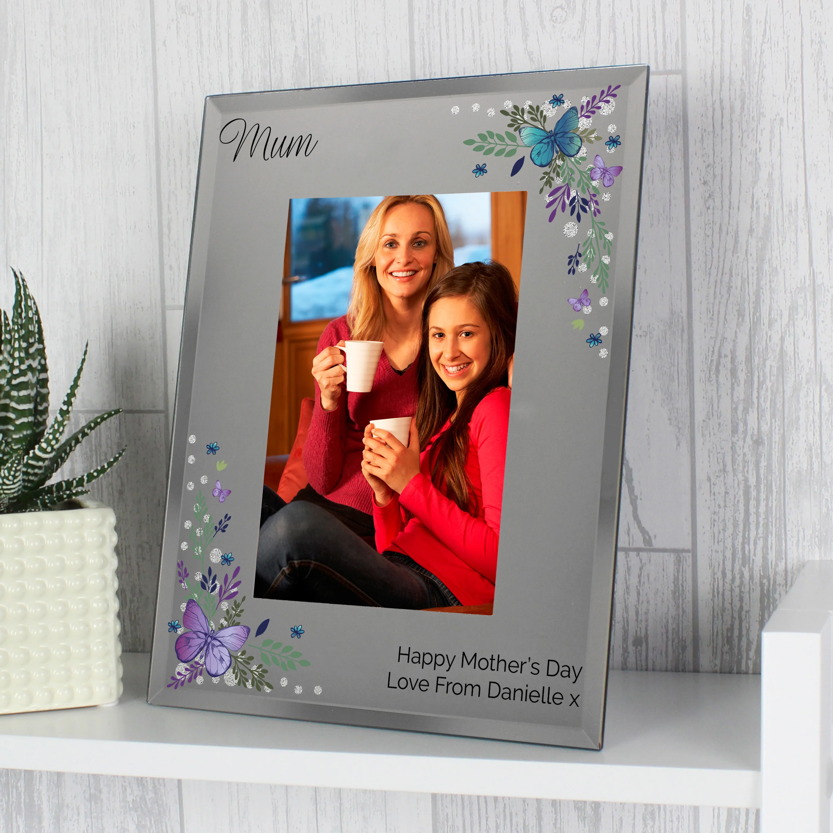 Personalised Butterfly 6x4 Diamante Glass Photo Frame - Image 3