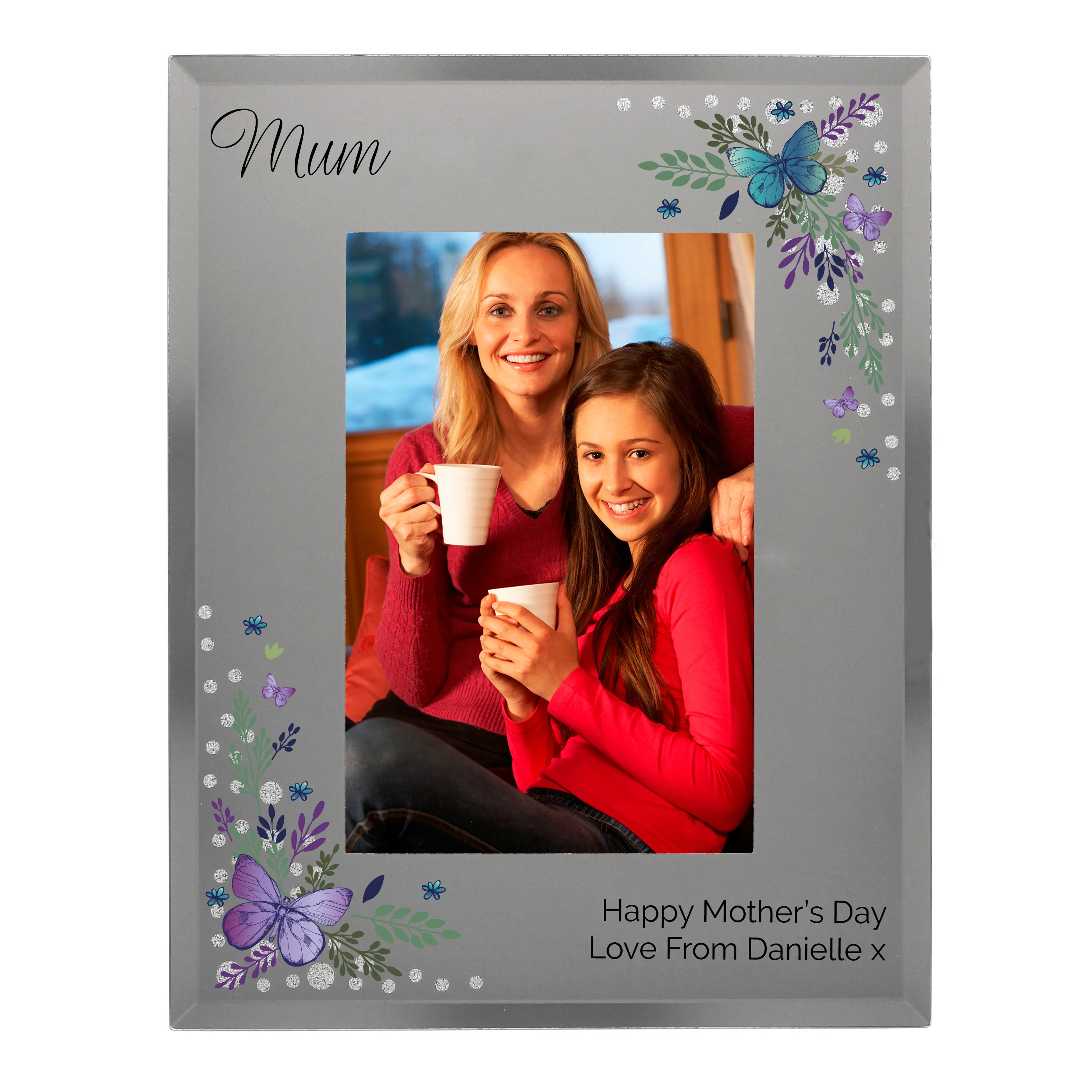 Personalised Butterfly 6x4 Diamante Glass Photo Frame - Image 6