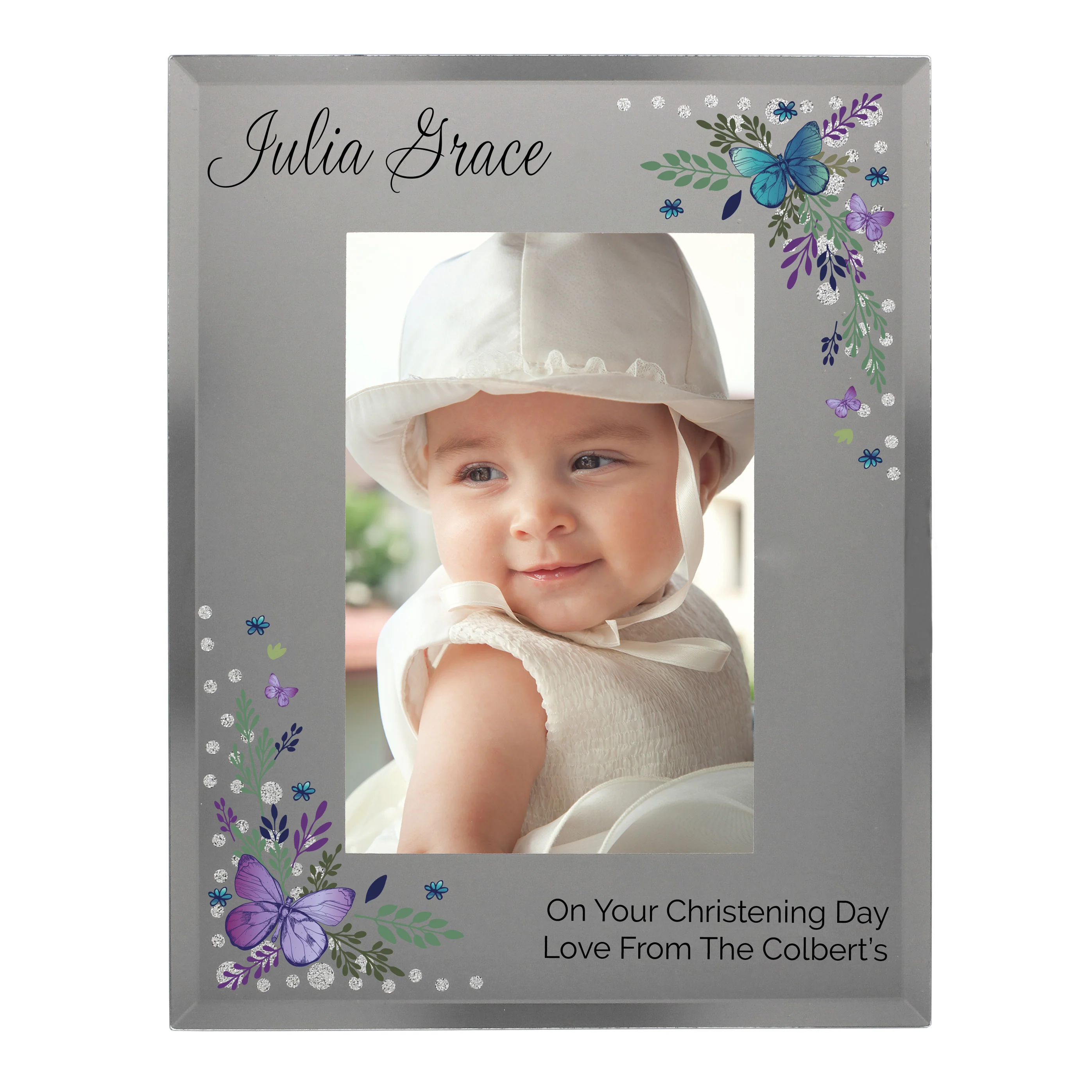 Personalised Butterfly 6x4 Diamante Glass Photo Frame - Image 7