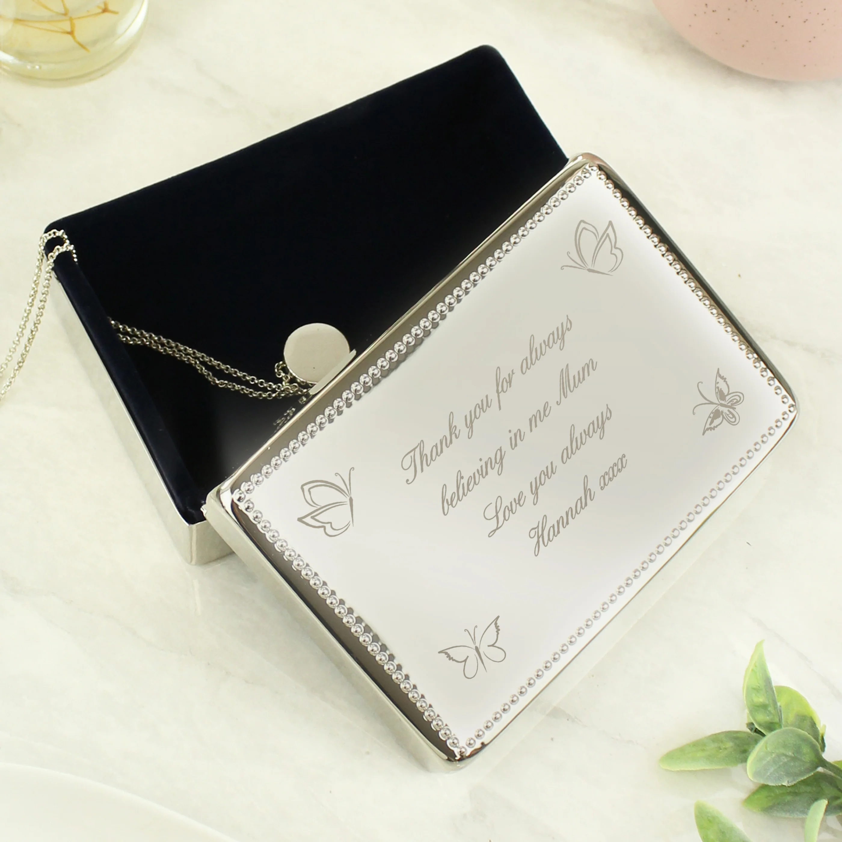 Personalised Butterfly Rectangular Jewellery Box - Image 2