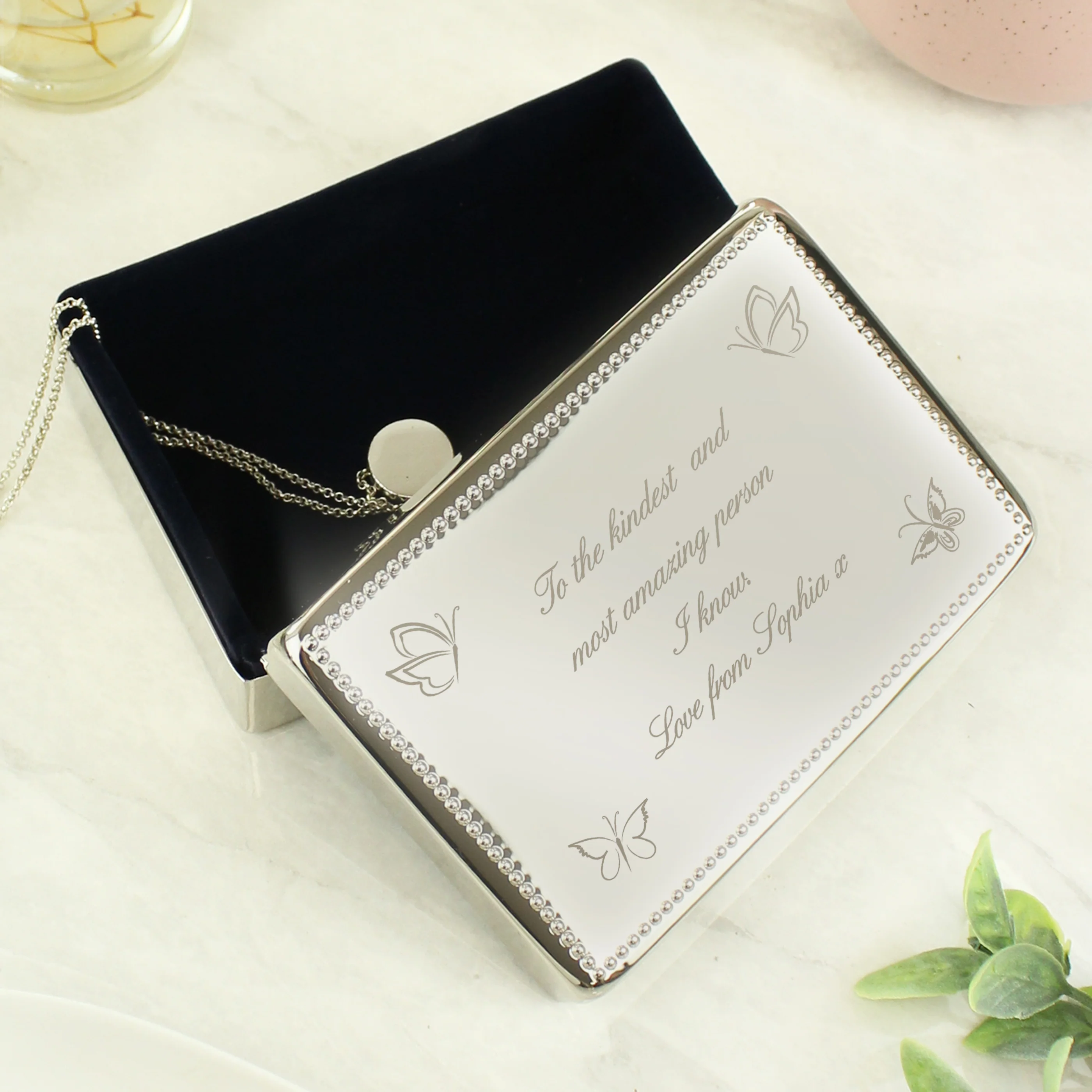 Personalised Butterfly Rectangular Jewellery Box - Image 4