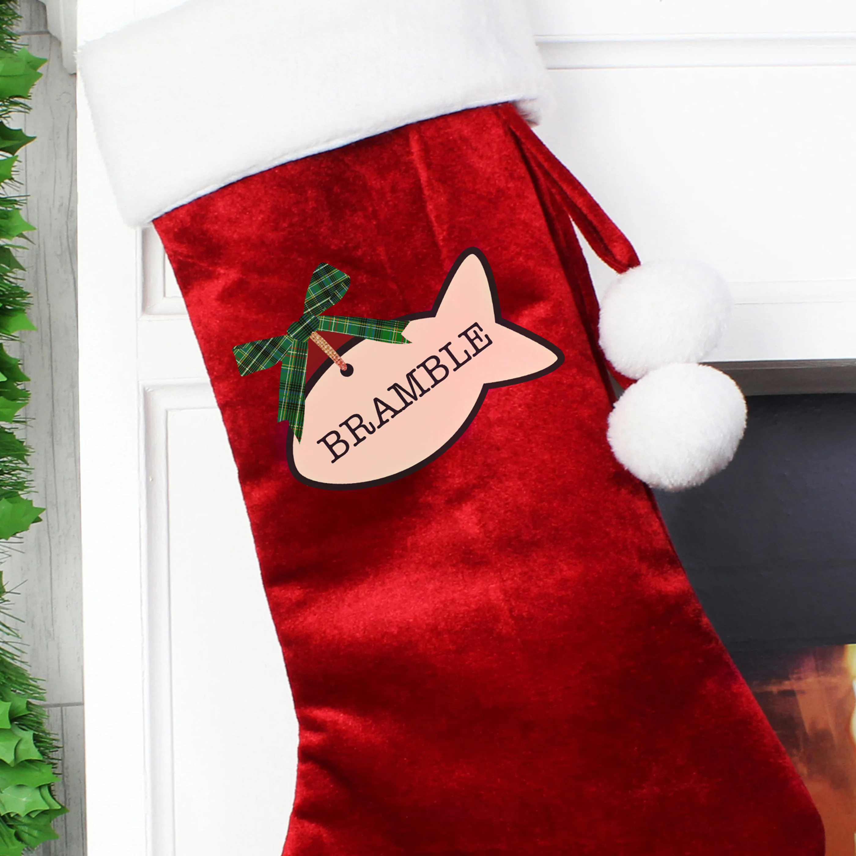 Personalised Cat Treats Luxury Red Stocking - Image 4